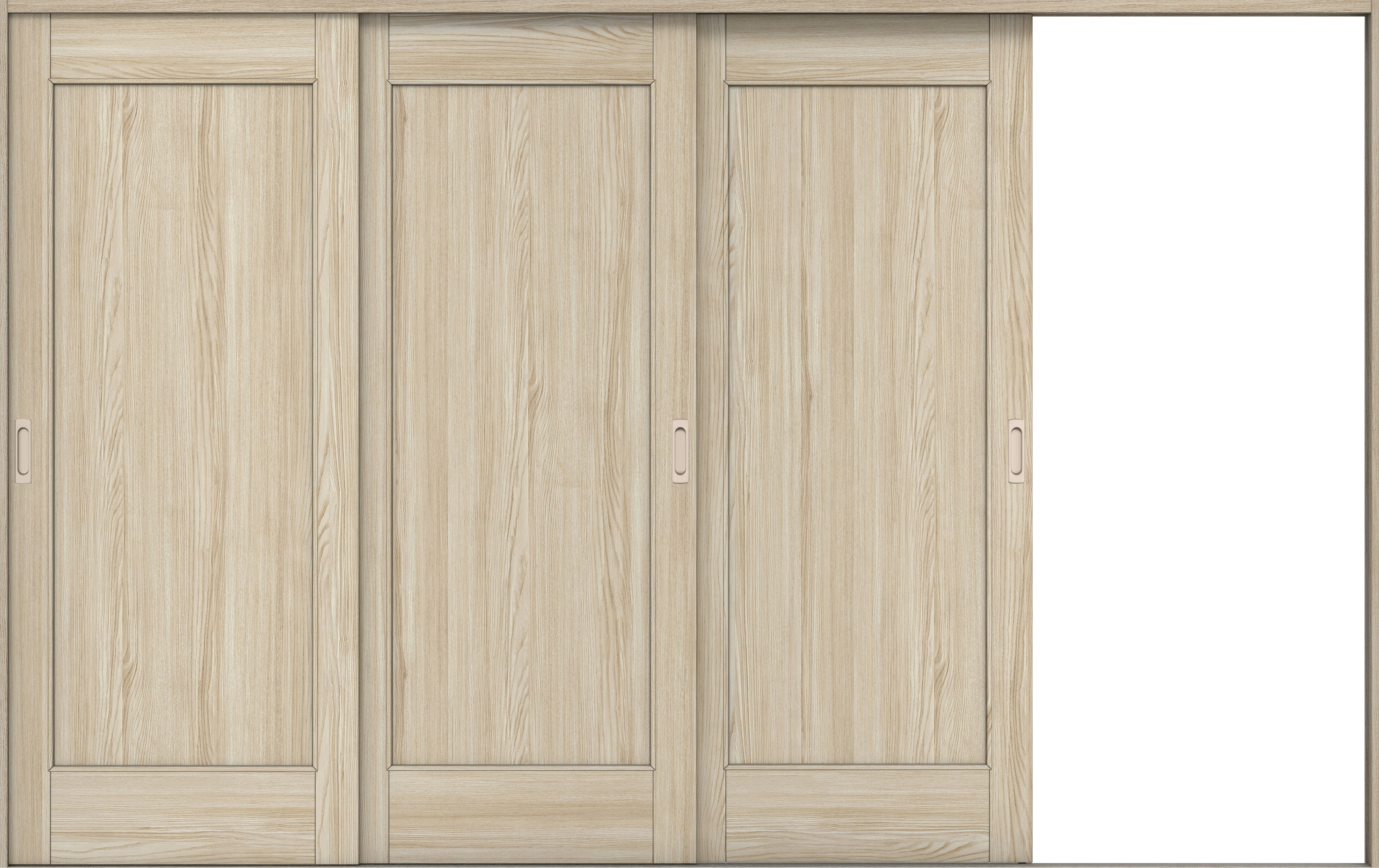 リビングドア　イエリア　引戸・３枚片引　扉セット　０１デザイン　３２２９幅用　２０００高　〈ソフトグレージュ柄〉　右引用　錠なし　ラクラクローズ付