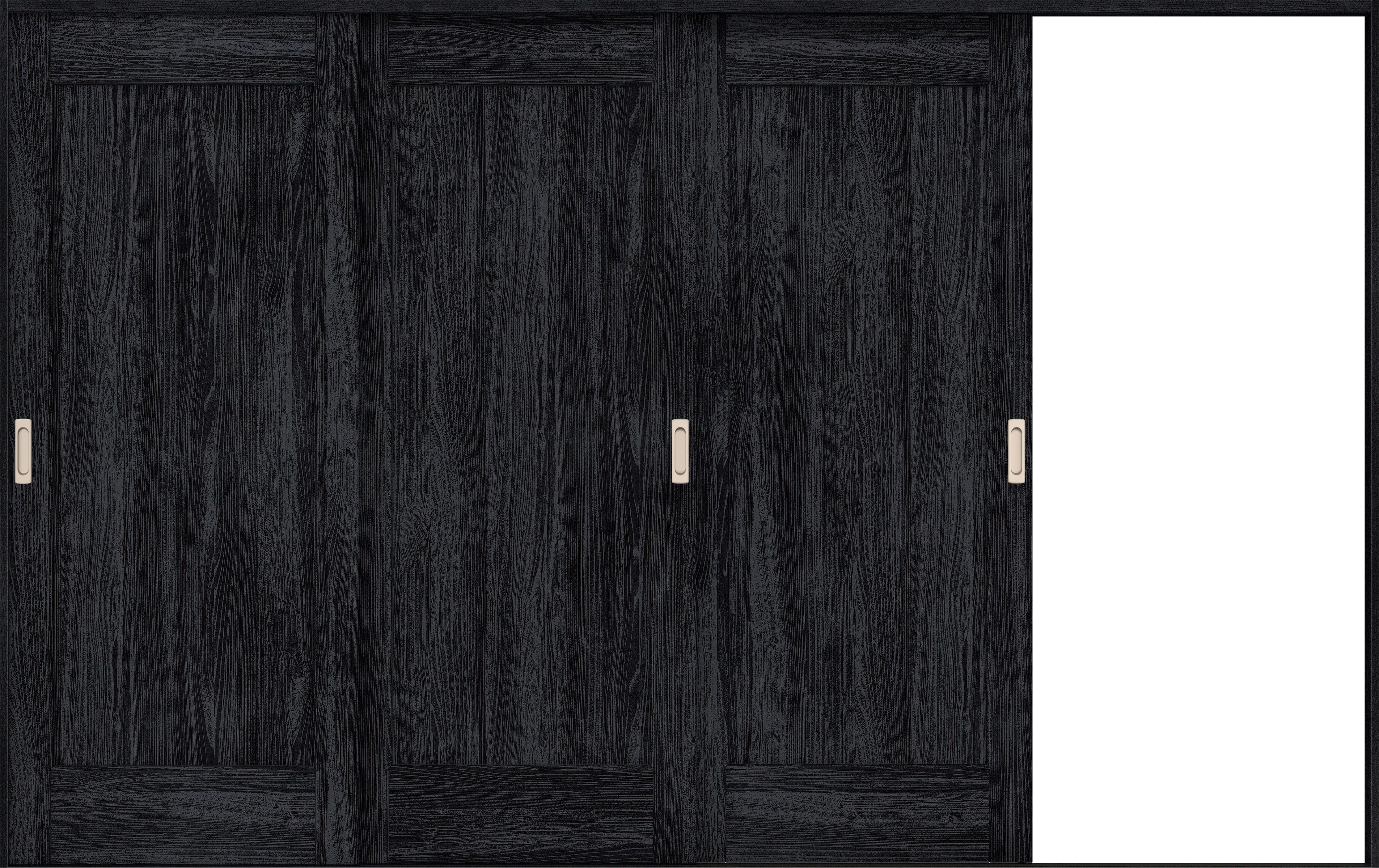 リビングドア　イエリア　引戸・３枚片引　扉セット　０１デザイン　３２２９幅用　２０００高　〈モスブラック柄〉　右引用　錠なし　ラクラクローズ付