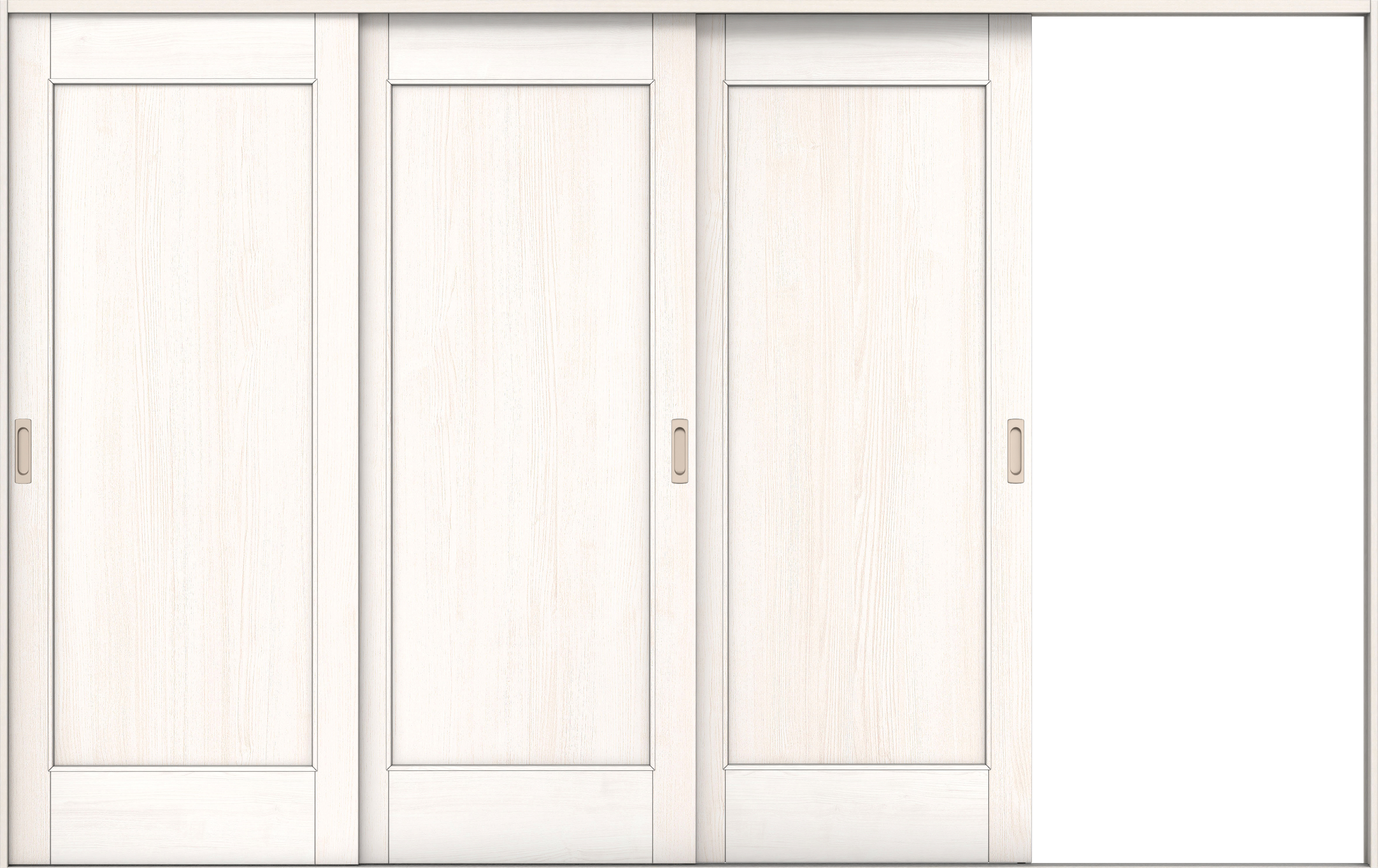 リビングドア　イエリア　引戸・３枚片引　扉セット　０１デザイン　３２２９幅用　２０００高　〈ネオホワイト柄〉　右引用　錠なし　ラクラクローズ付