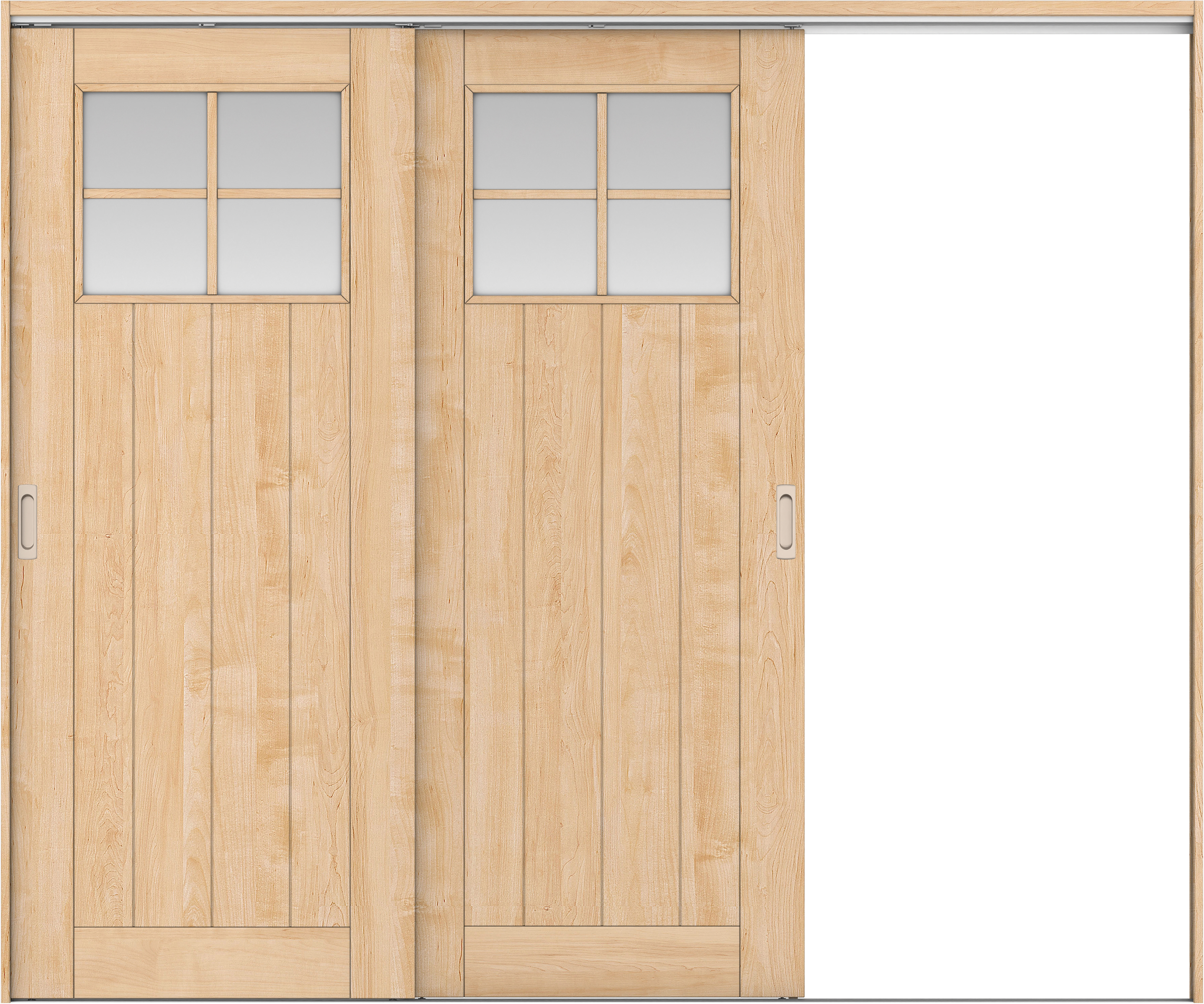 リビングドア　イエリア　吊戸・２枚片引　扉セット　１Ｓデザイン　２４３７幅用　２０００高　〈ミルベージュ柄〉　右引用　錠なし　ラクラクローズ付用