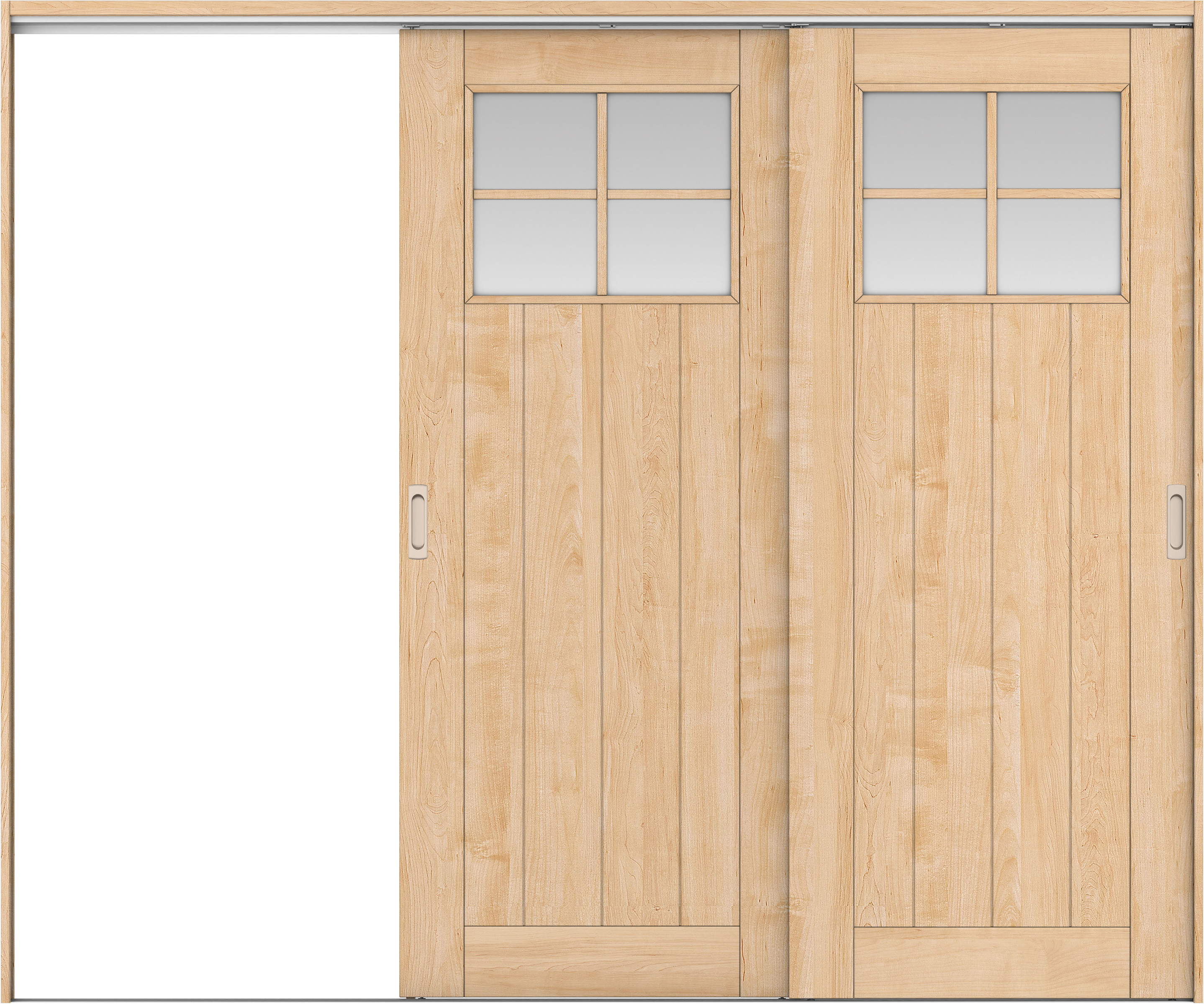 リビングドア　イエリア　吊戸・２枚片引　扉セット　１Ｓデザイン　２４３７幅用　２０００高　〈ミルベージュ柄〉　左引用　錠なし　ラクラクローズ付用