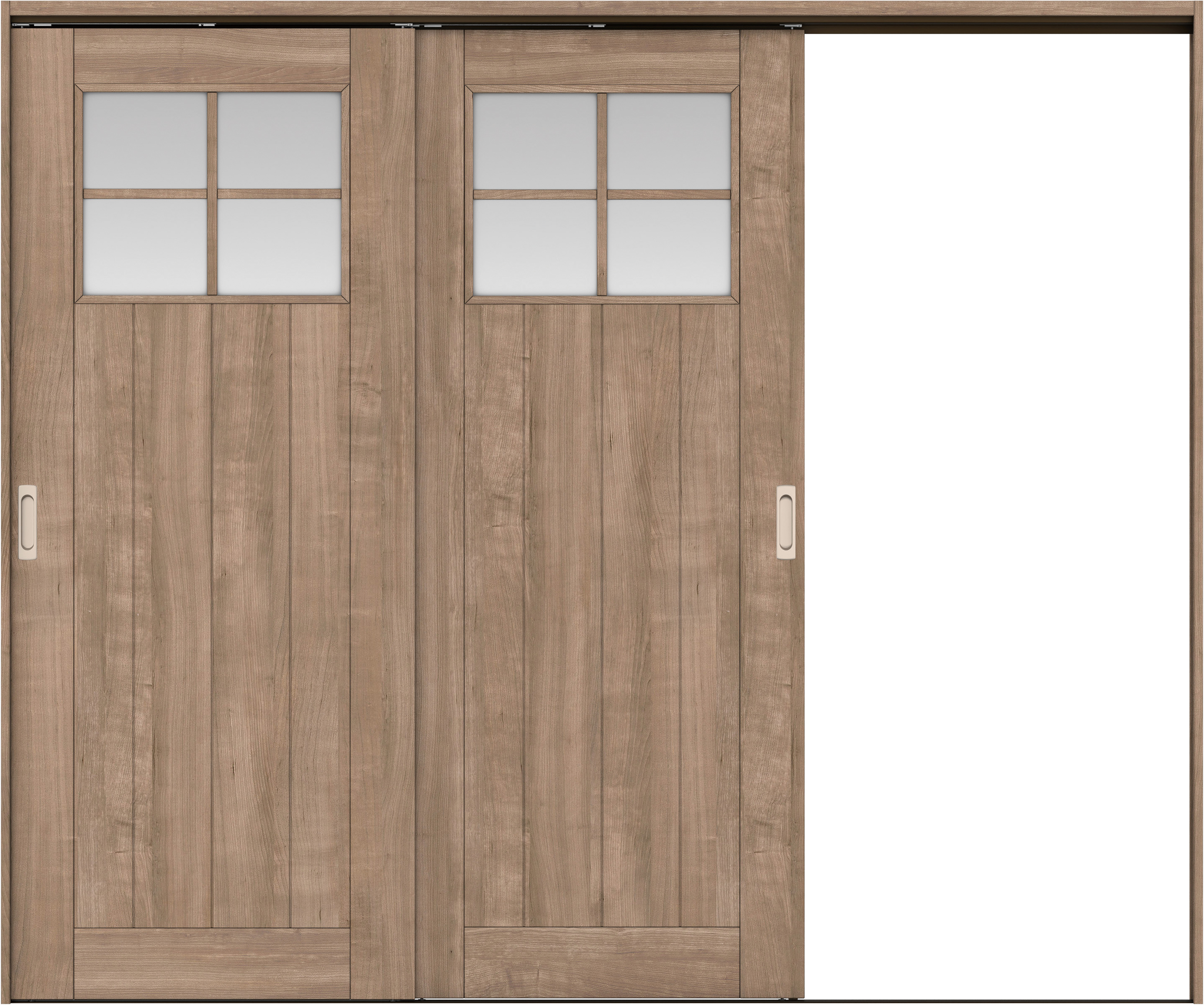 リビングドア　イエリア　吊戸・２枚片引　扉セット　１Ｓデザイン　２４３７幅用　２０００高　〈トープグレー柄〉　右引用　錠なし　ラクラクローズ付用