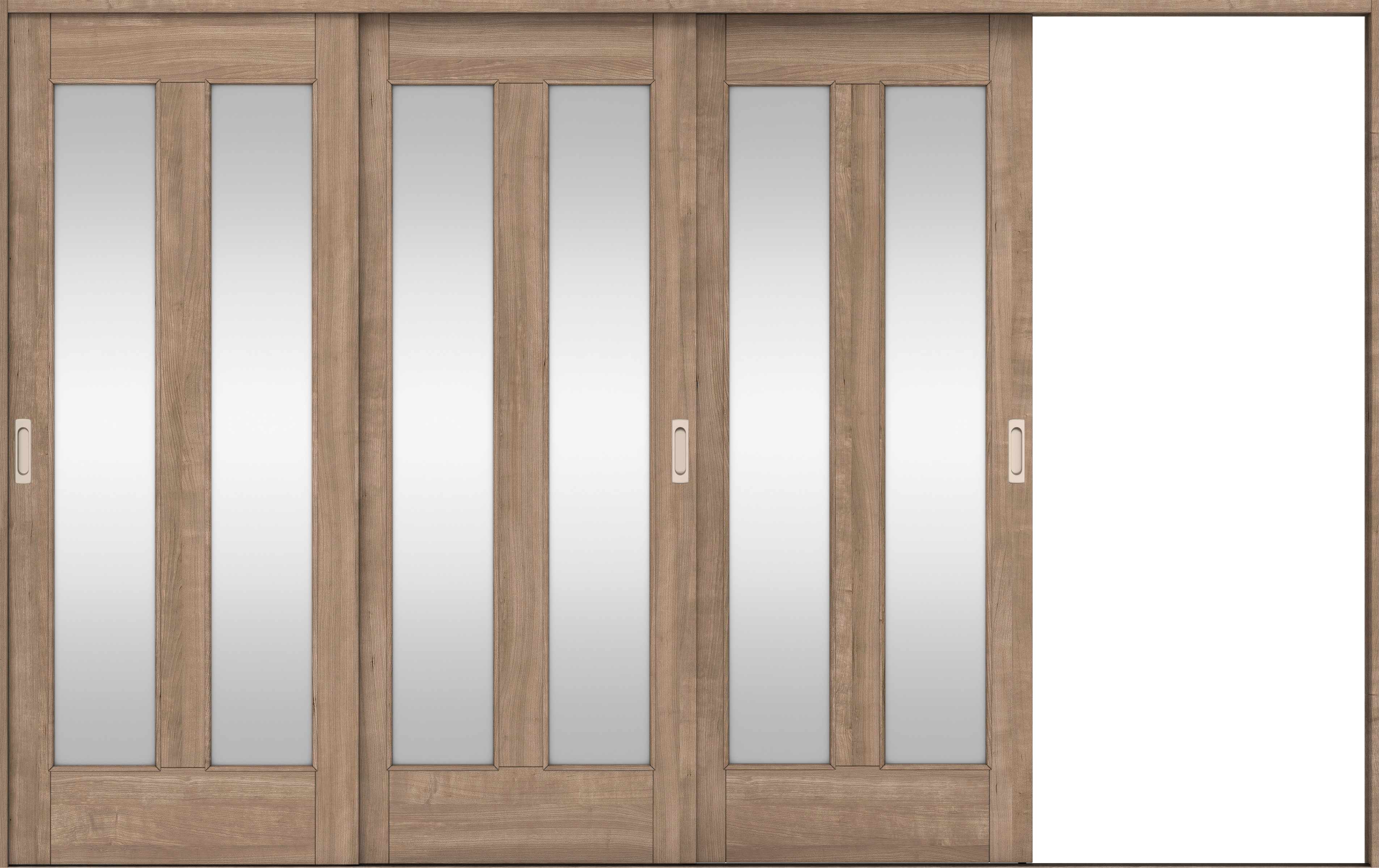 リビングドア　イエリア　引戸・３枚片引　扉セット　０６デザイン　３２２９幅用　２０００高　〈トープグレー柄〉　右引用　錠なし　ラクラクローズ付