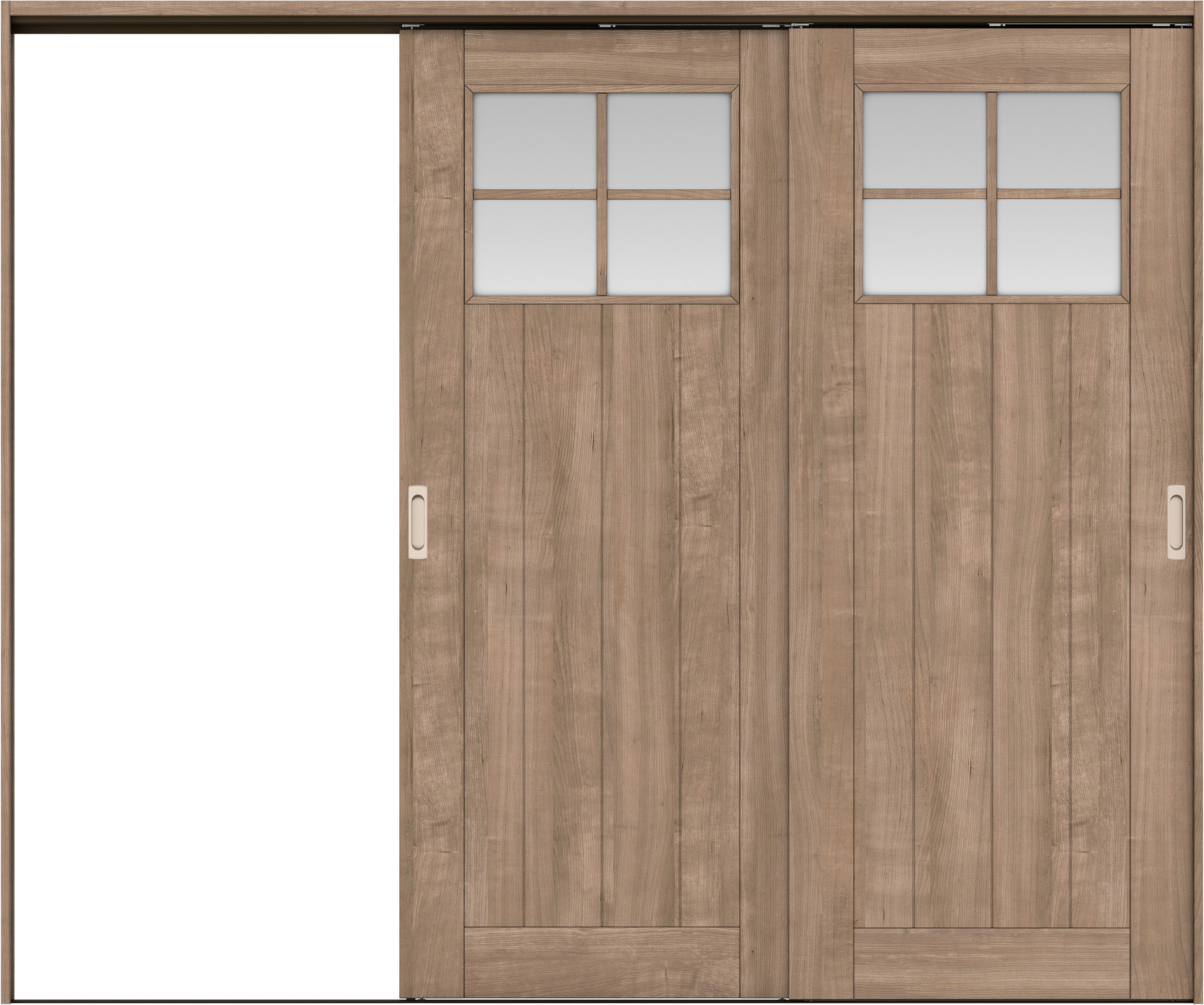 リビングドア　イエリア　吊戸・２枚片引　扉セット　１Ｓデザイン　２４３７幅用　２０００高　〈トープグレー柄〉　左引用　錠なし　ラクラクローズ付用