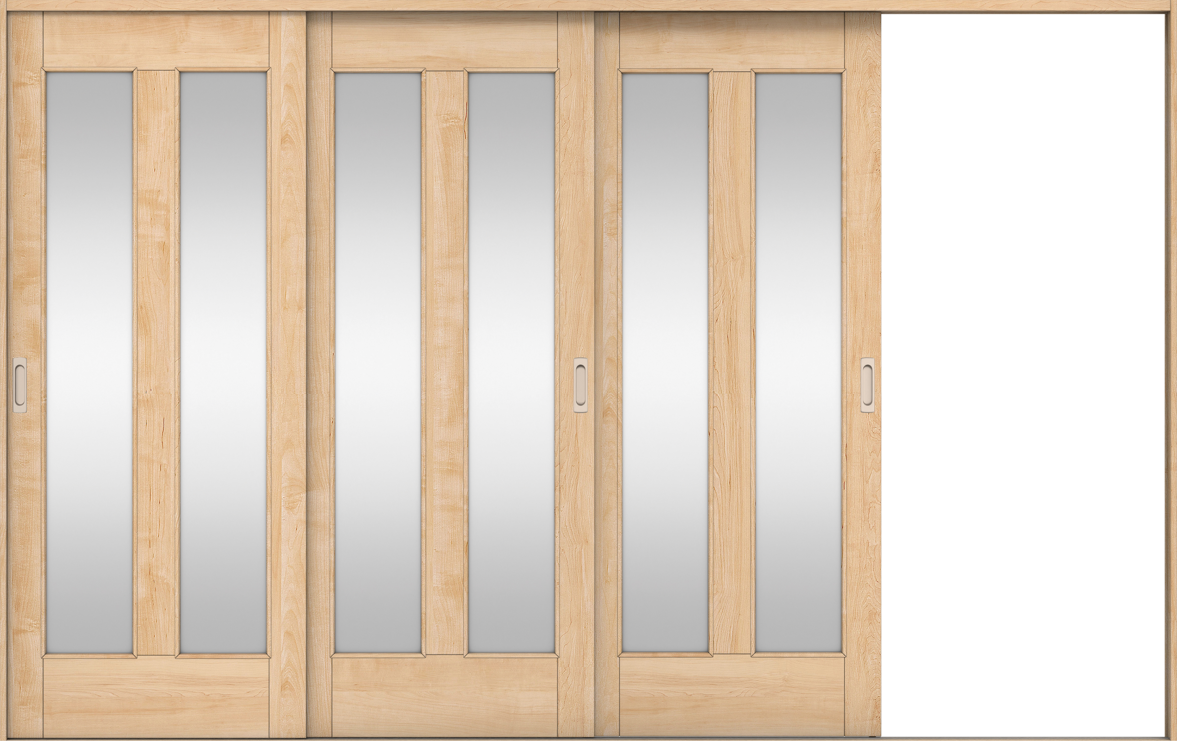 リビングドア　イエリア　引戸・３枚片引　扉セット　０６デザイン　３２２９幅用　２０００高　〈ミルベージュ柄〉　右引用　錠なし　ラクラクローズ付