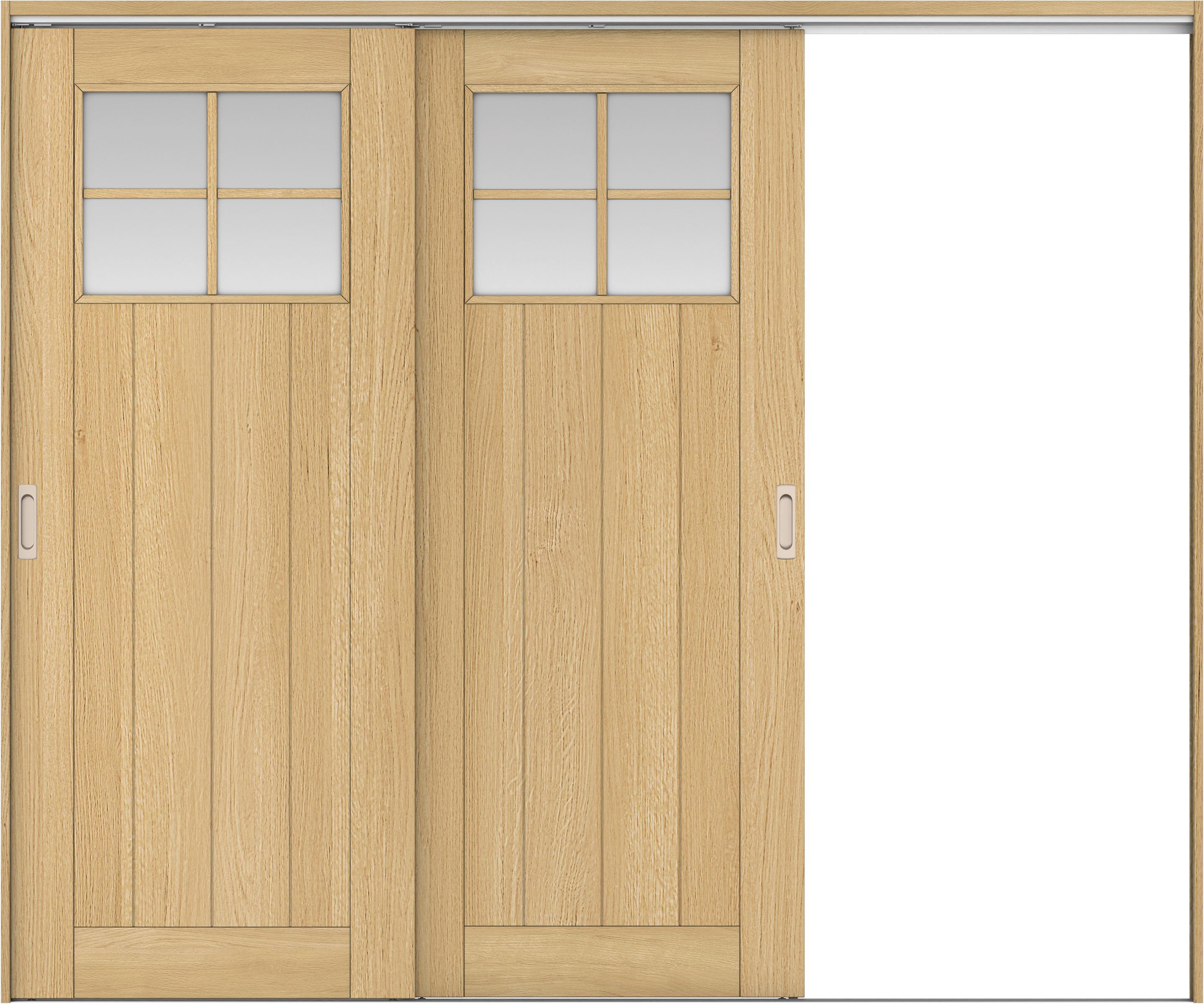 リビングドア　イエリア　吊戸・２枚片引　扉セット　１Ｓデザイン　２４３７幅用　２０００高　〈ライトオーカー柄〉　右引用　錠なし　ラクラクローズ付用