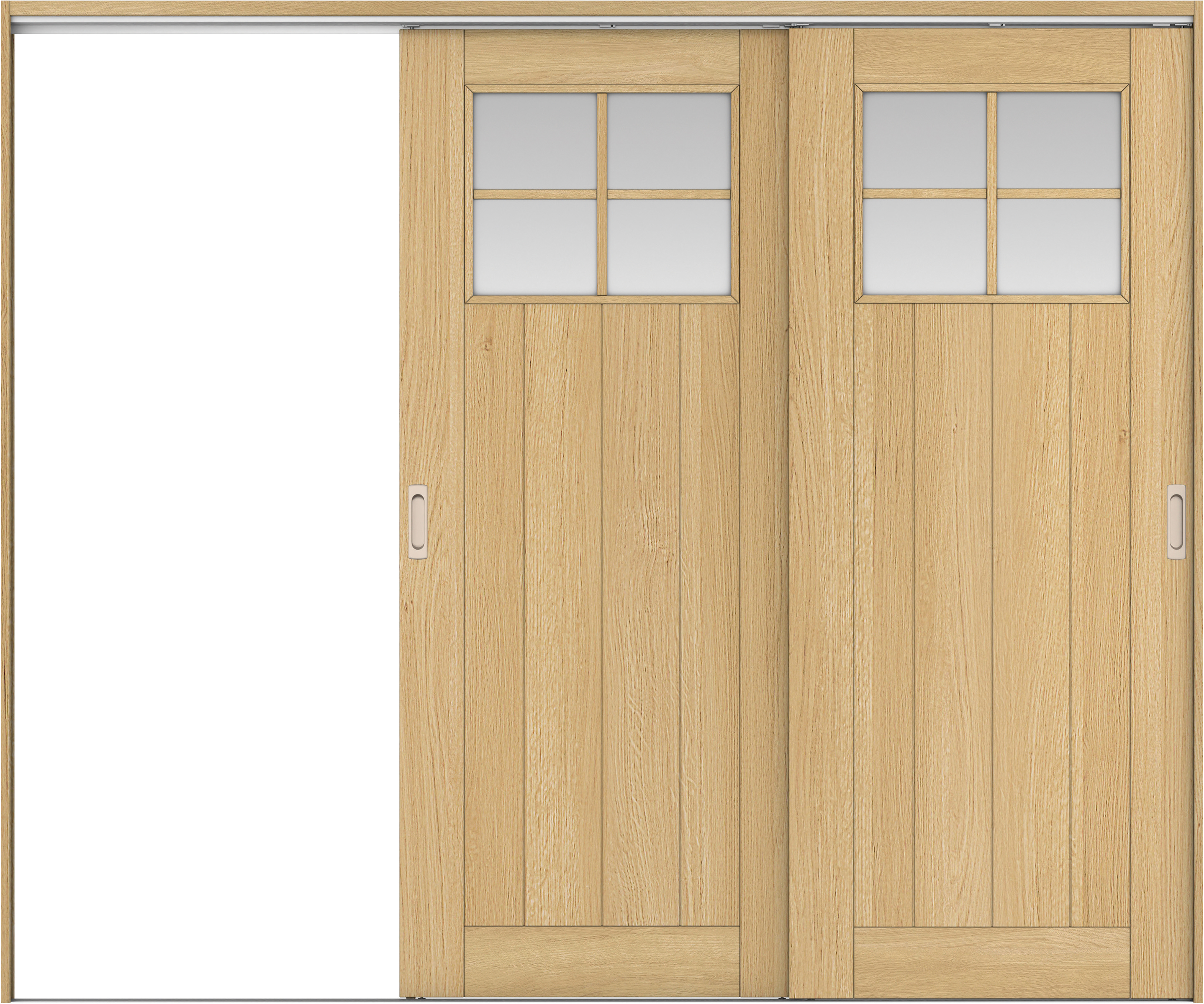 リビングドア　イエリア　吊戸・２枚片引　扉セット　１Ｓデザイン　２４３７幅用　２０００高　〈ライトオーカー柄〉　左引用　錠なし　ラクラクローズ付用