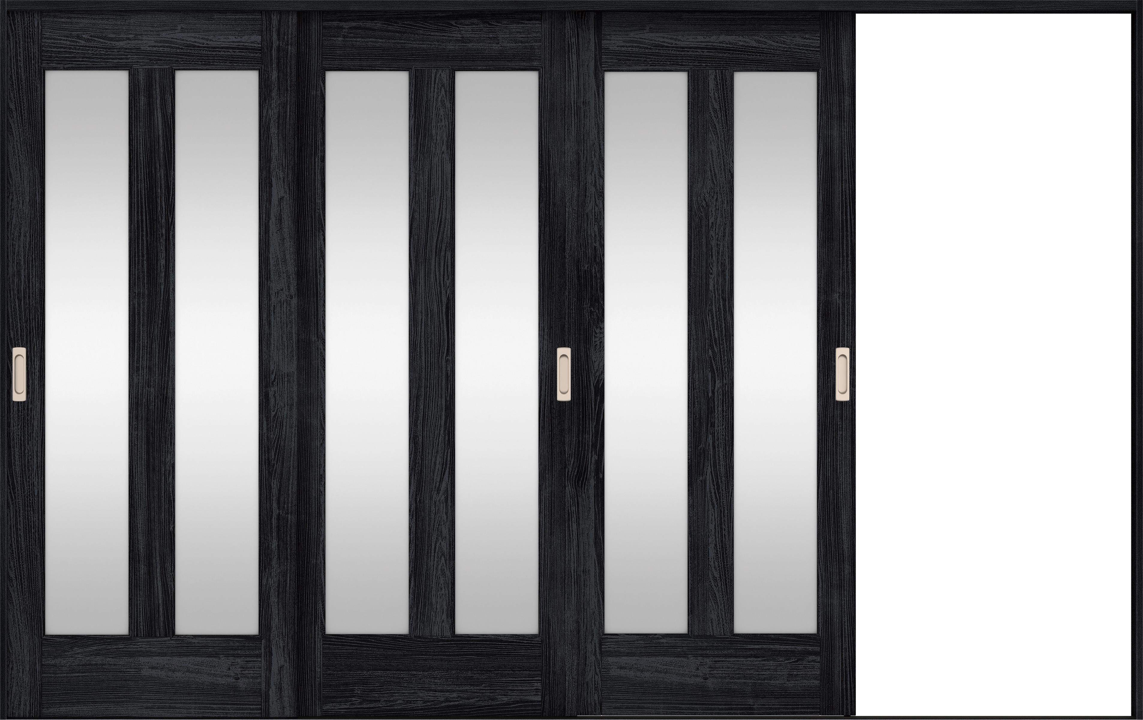 リビングドア　イエリア　引戸・３枚片引　扉セット　０６デザイン　３２２９幅用　２０００高　〈モスブラック柄〉　右引用　錠なし　ラクラクローズ付