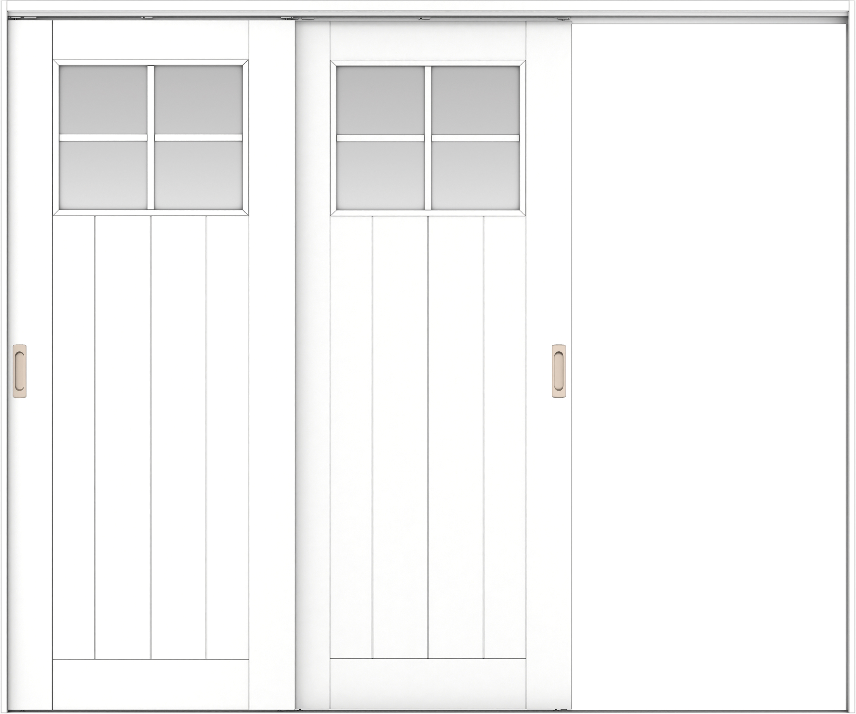 リビングドア　イエリア　吊戸・２枚片引　扉セット　１Ｓデザイン　２４３７幅用　２０００高　〈パウダーホワイト柄〉　右引用　錠なし　ラクラクローズ付用