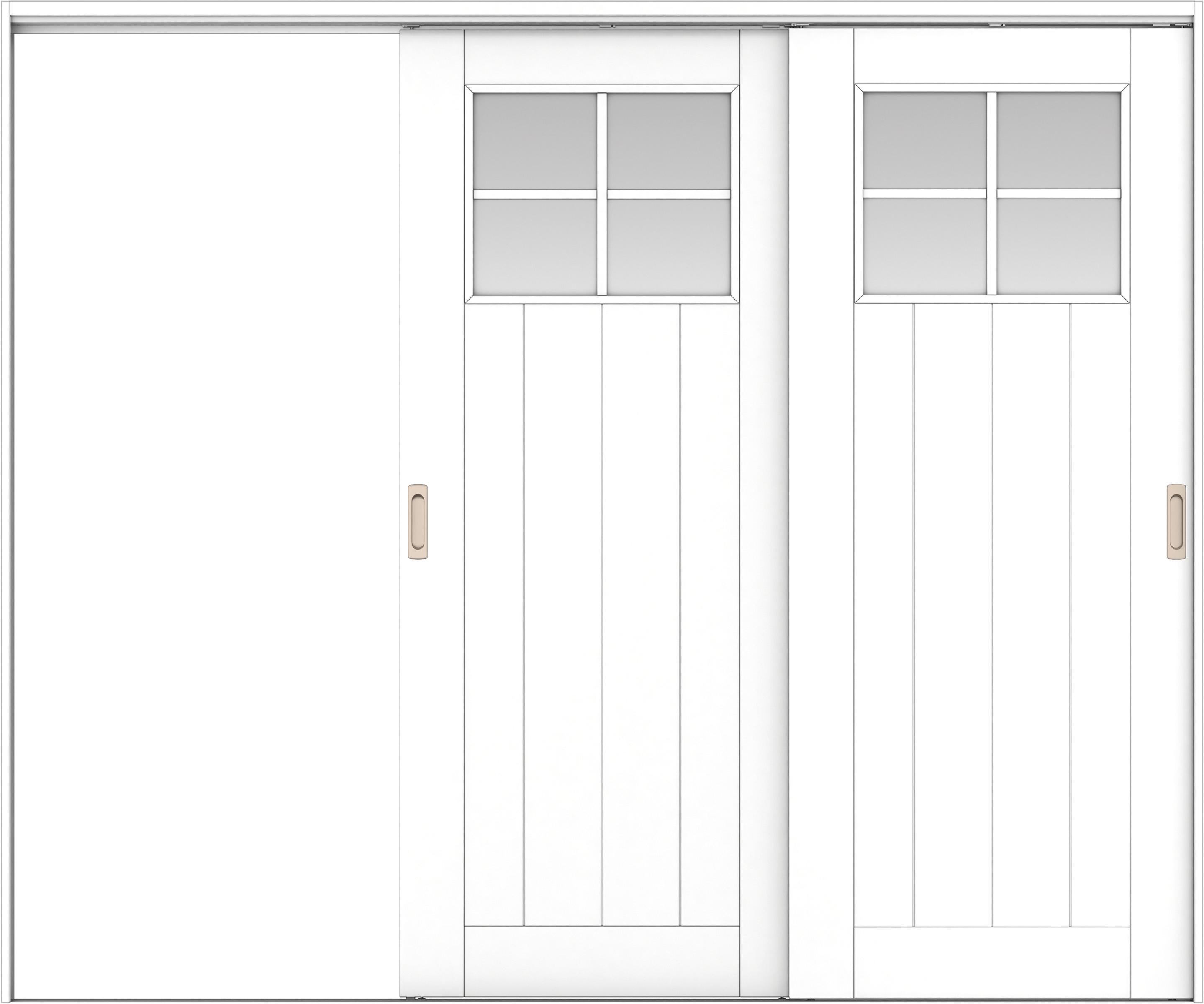 リビングドア　イエリア　吊戸・２枚片引　扉セット　１Ｓデザイン　２４３７幅用　２０００高　〈パウダーホワイト柄〉　左引用　錠なし　ラクラクローズ付用