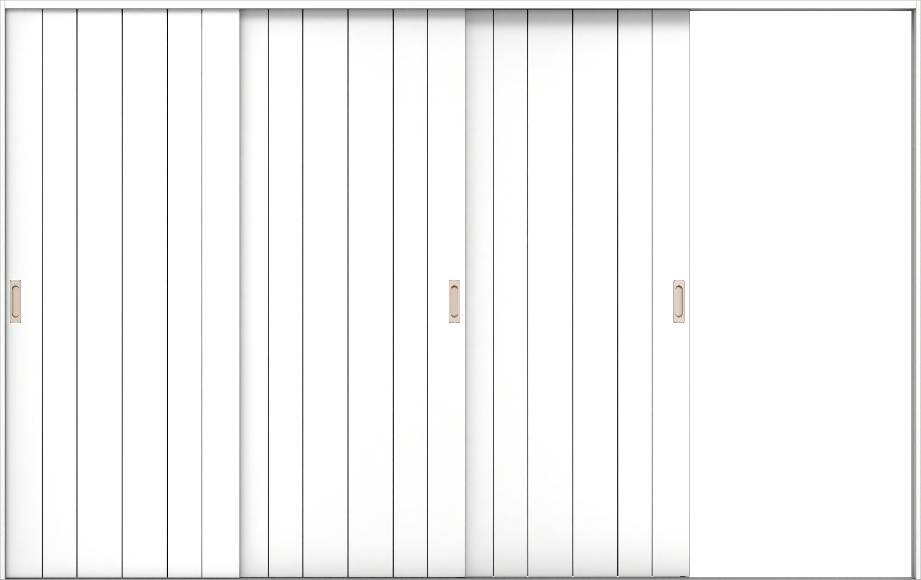 リビングドア　イエリア　引戸・３枚片引　扉セット　０Ｓデザイン　３２２９幅用　２０００高　〈パウダーホワイト柄〉　右引用　錠なし　ラクラクローズ付