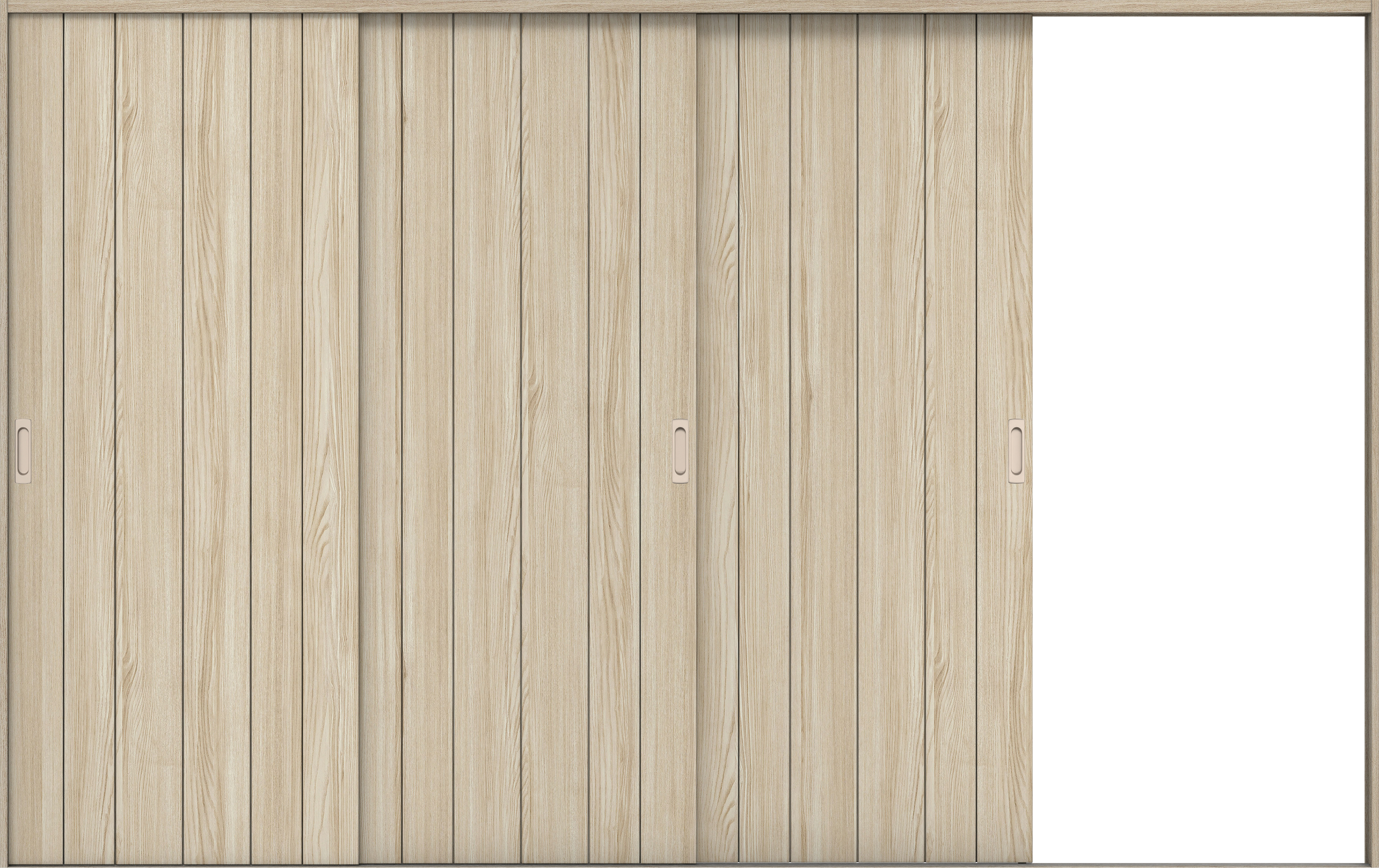 リビングドア　イエリア　引戸・３枚片引　扉セット　０Ｓデザイン　３２２９幅用　２０００高　〈ソフトグレージュ柄〉　右引用　錠なし　ラクラクローズ付