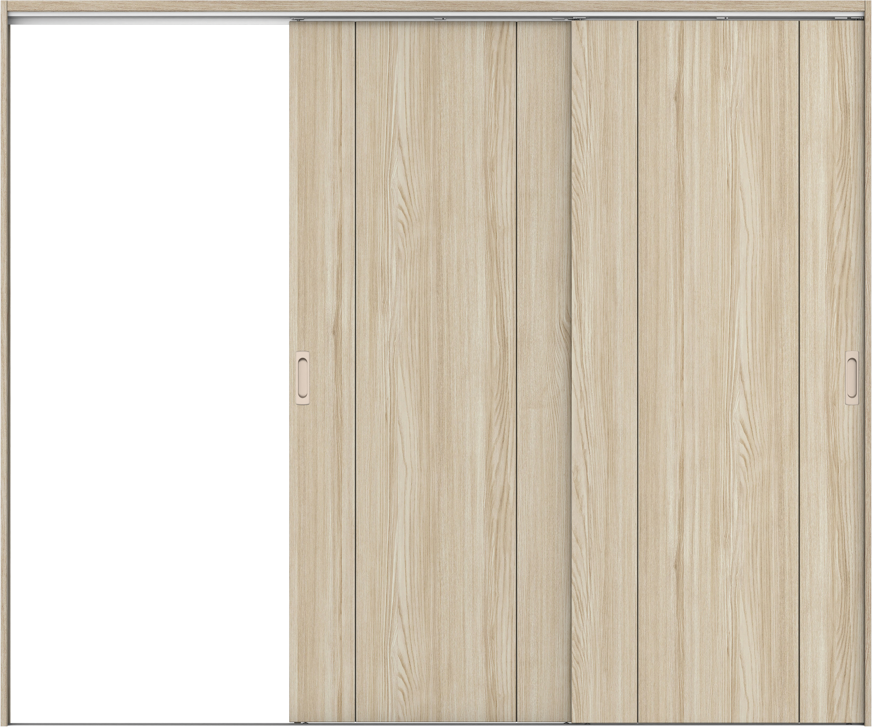 リビングドア　イエリア　吊戸・２枚片引　扉セット　１Ｐデザイン　２４３７幅用　２０００高　〈ソフトグレージュ柄〉　左引用　錠なし　ラクラクローズ付用