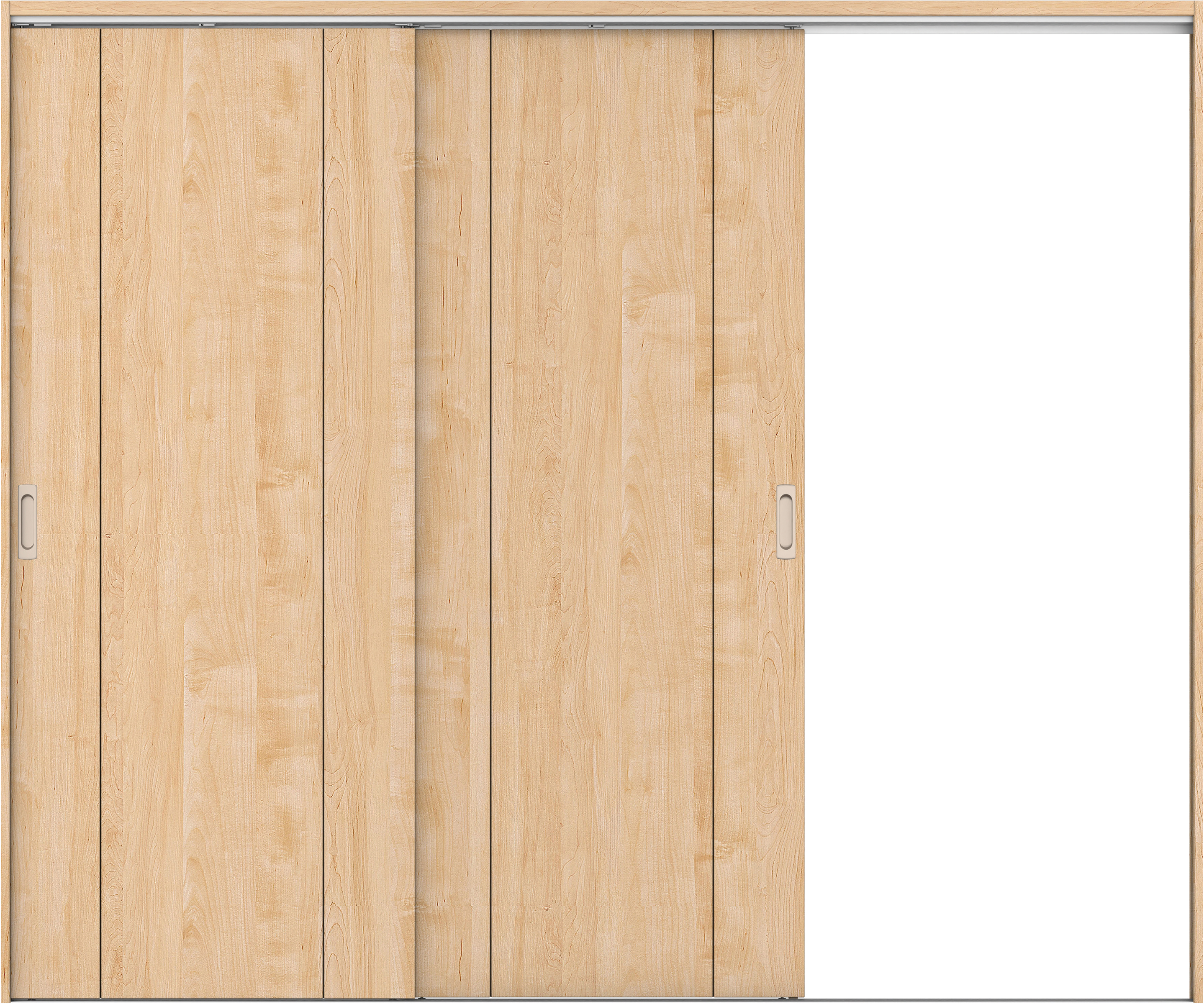 リビングドア　イエリア　吊戸・２枚片引　扉セット　１Ｐデザイン　２４３７幅用　２０００高　〈ミルベージュ柄〉　右引用　錠なし　ラクラクローズ付用
