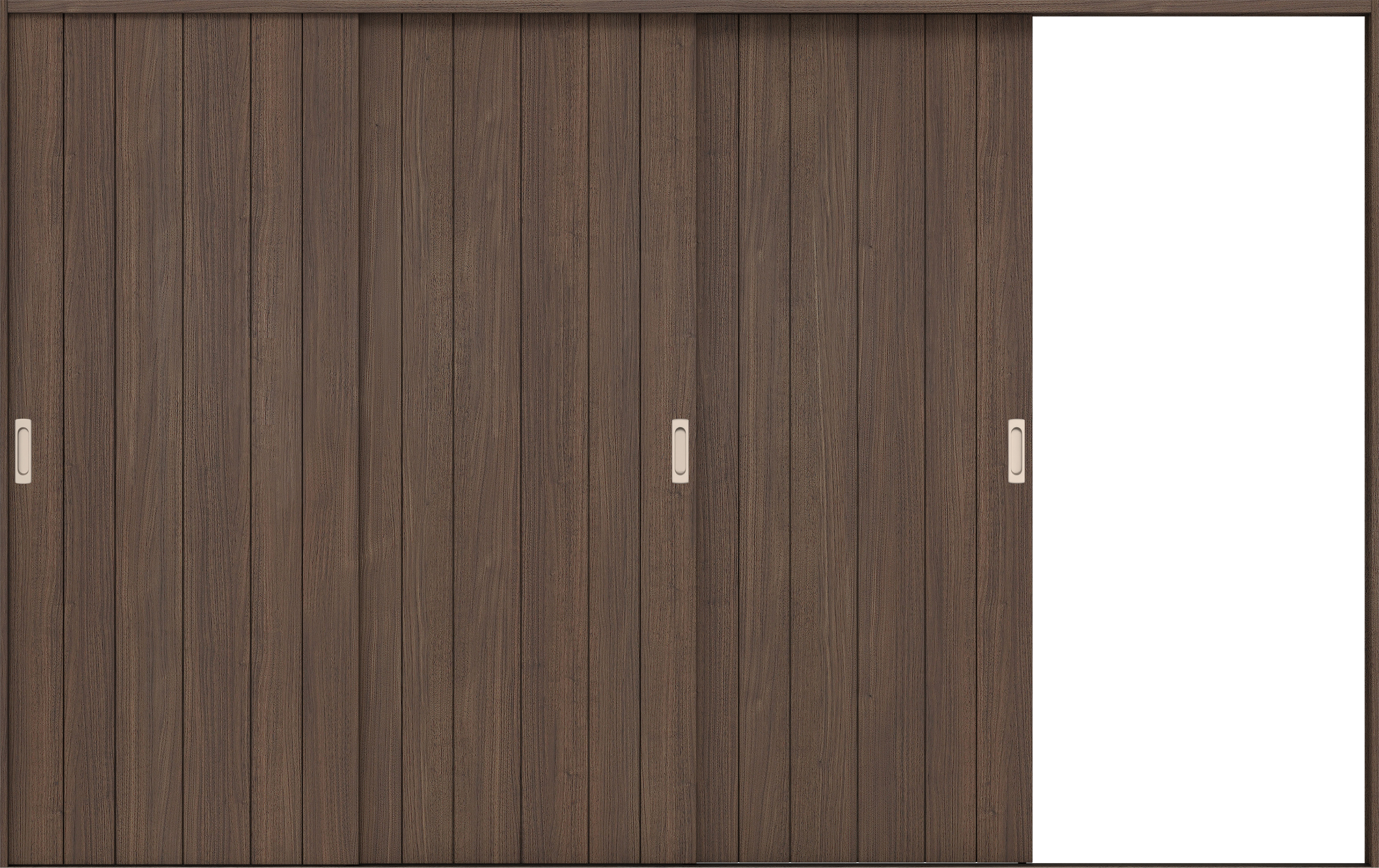 リビングドア　イエリア　引戸・３枚片引　扉セット　０Ｓデザイン　３２２９幅用　２０００高　〈ダルブラウン柄〉　右引用　錠なし　ラクラクローズ付