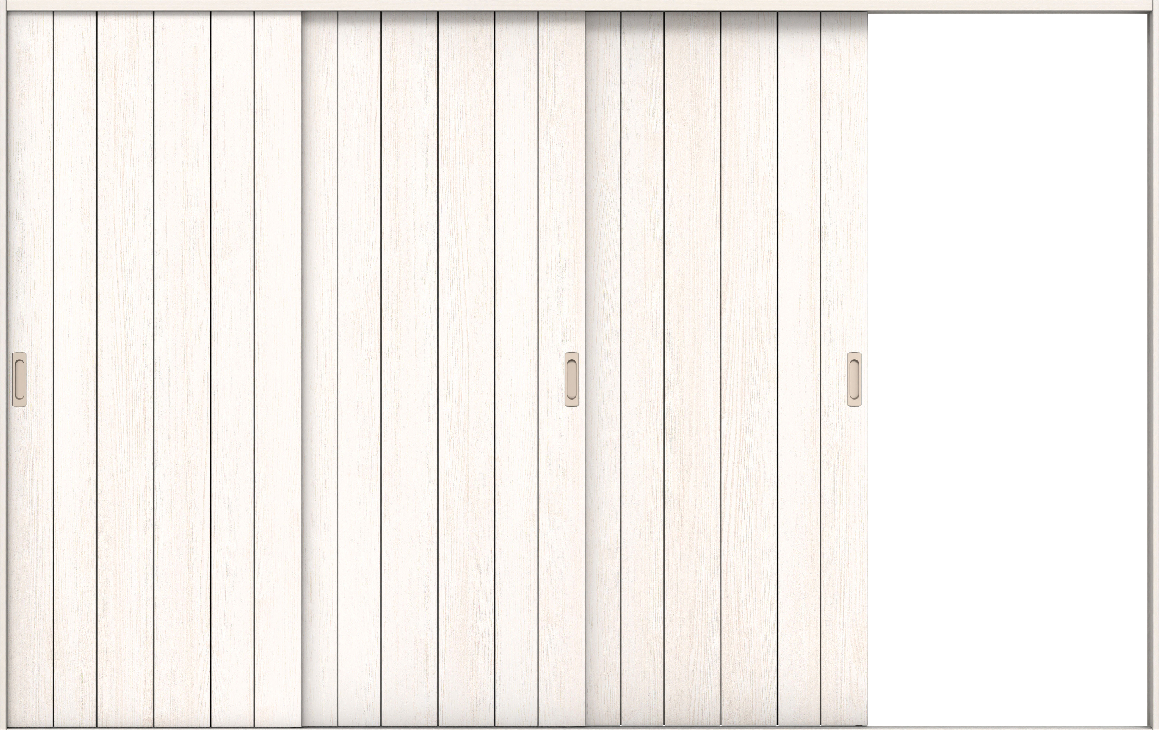 リビングドア　イエリア　引戸・３枚片引　扉セット　０Ｓデザイン　３２２９幅用　２０００高　〈ネオホワイト柄〉　右引用　錠なし　ラクラクローズ付