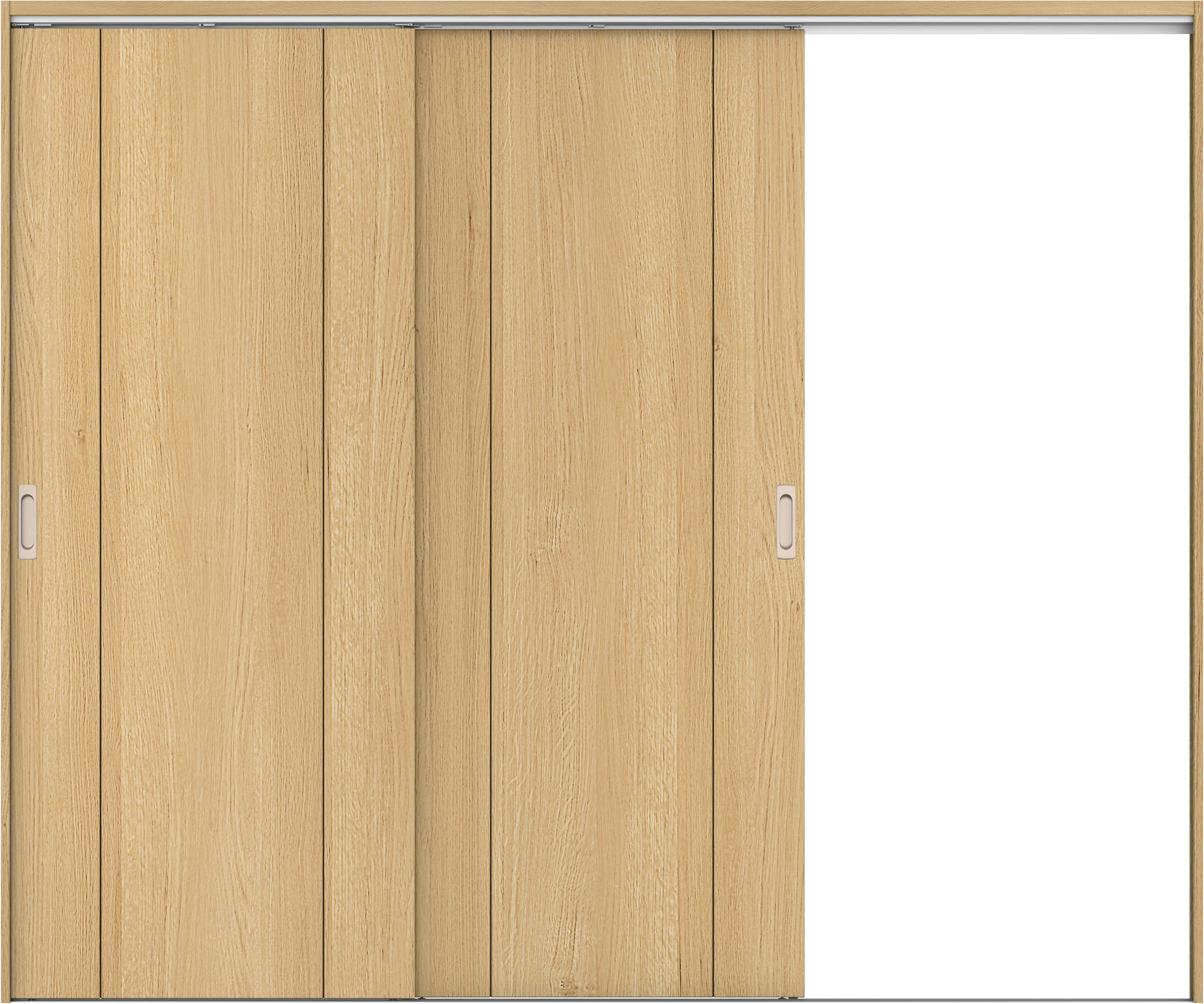 リビングドア　イエリア　吊戸・２枚片引　扉セット　１Ｐデザイン　２４３７幅用　２０００高　〈ライトオーカー柄〉　右引用　錠なし　ラクラクローズ付用