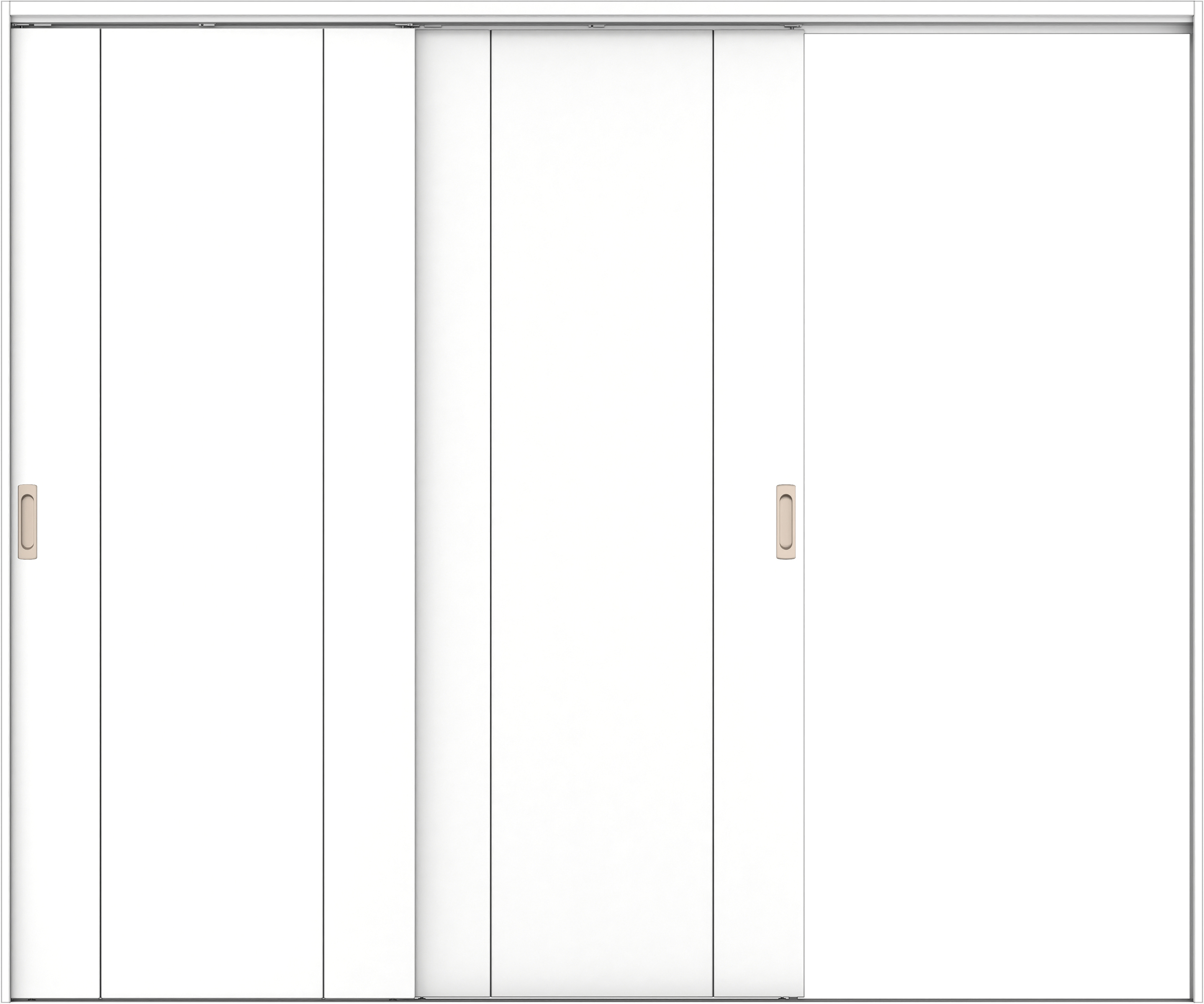 リビングドア　イエリア　吊戸・２枚片引　扉セット　１Ｐデザイン　２４３７幅用　２０００高　〈パウダーホワイト柄〉　右引用　錠なし　ラクラクローズ付用