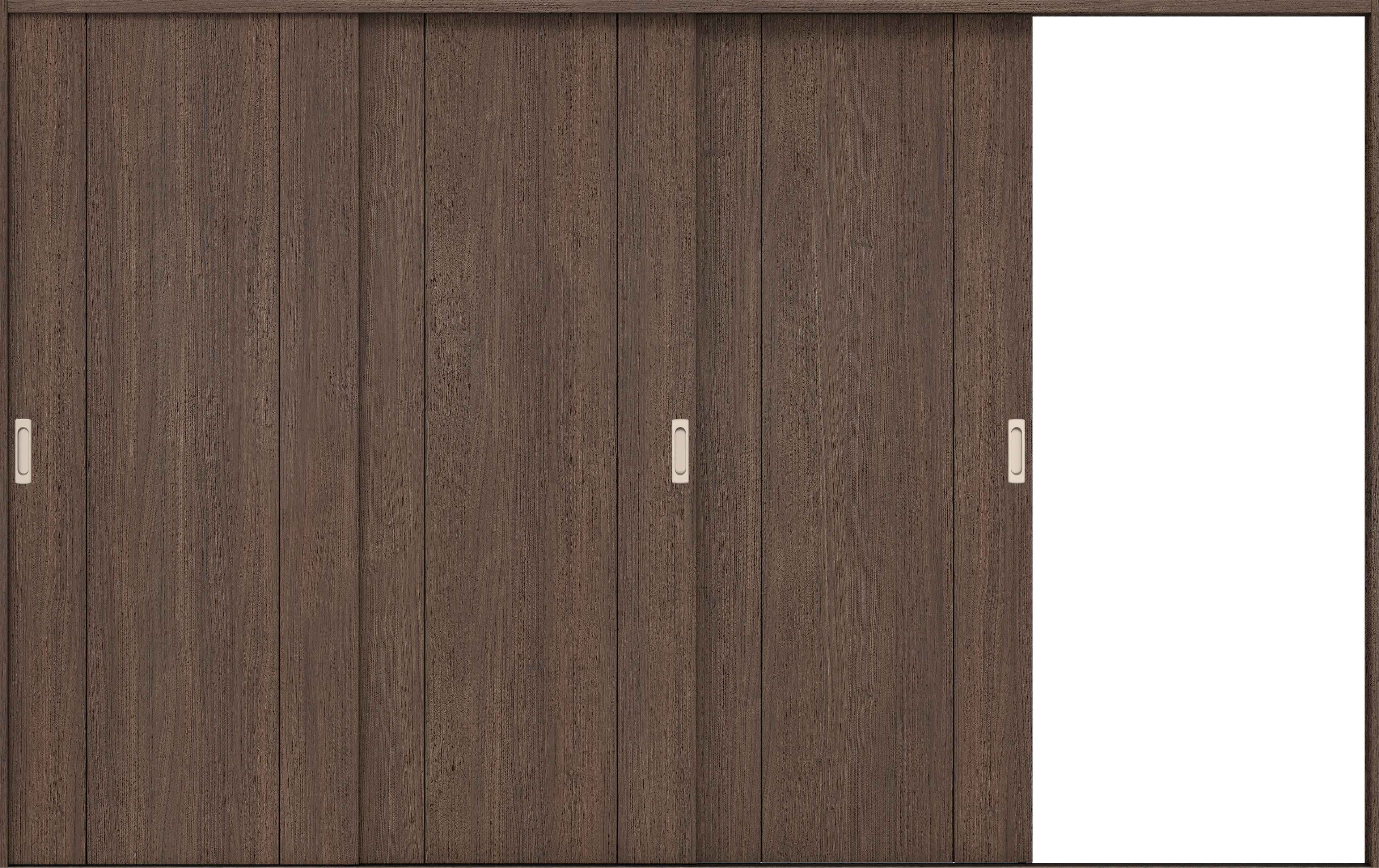 リビングドア　イエリア　引戸・３枚片引　扉セット　１Ｐデザイン　３２２９幅用　２０００高　〈ダルブラウン柄〉　右引用　錠なし　ラクラクローズ付