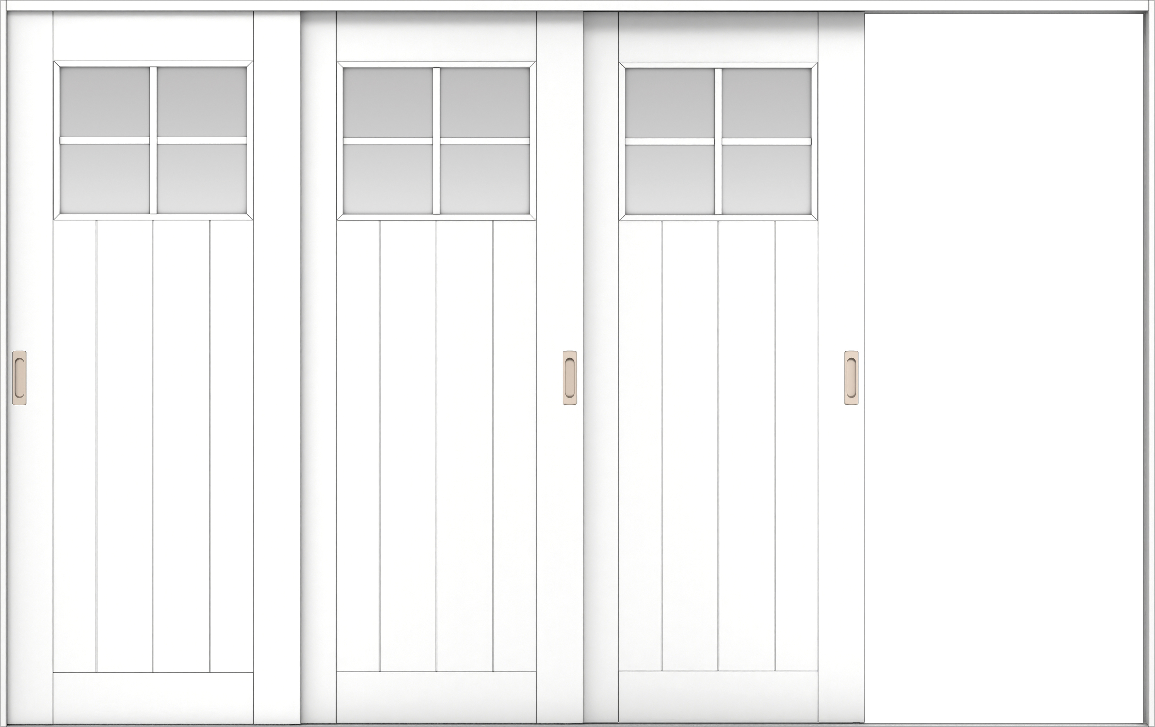 リビングドア　イエリア　引戸・３枚片引　扉セット　１Ｓデザイン　３２２９幅用　２０００高　〈パウダーホワイト柄〉　右引用　錠なし　ラクラクローズ付