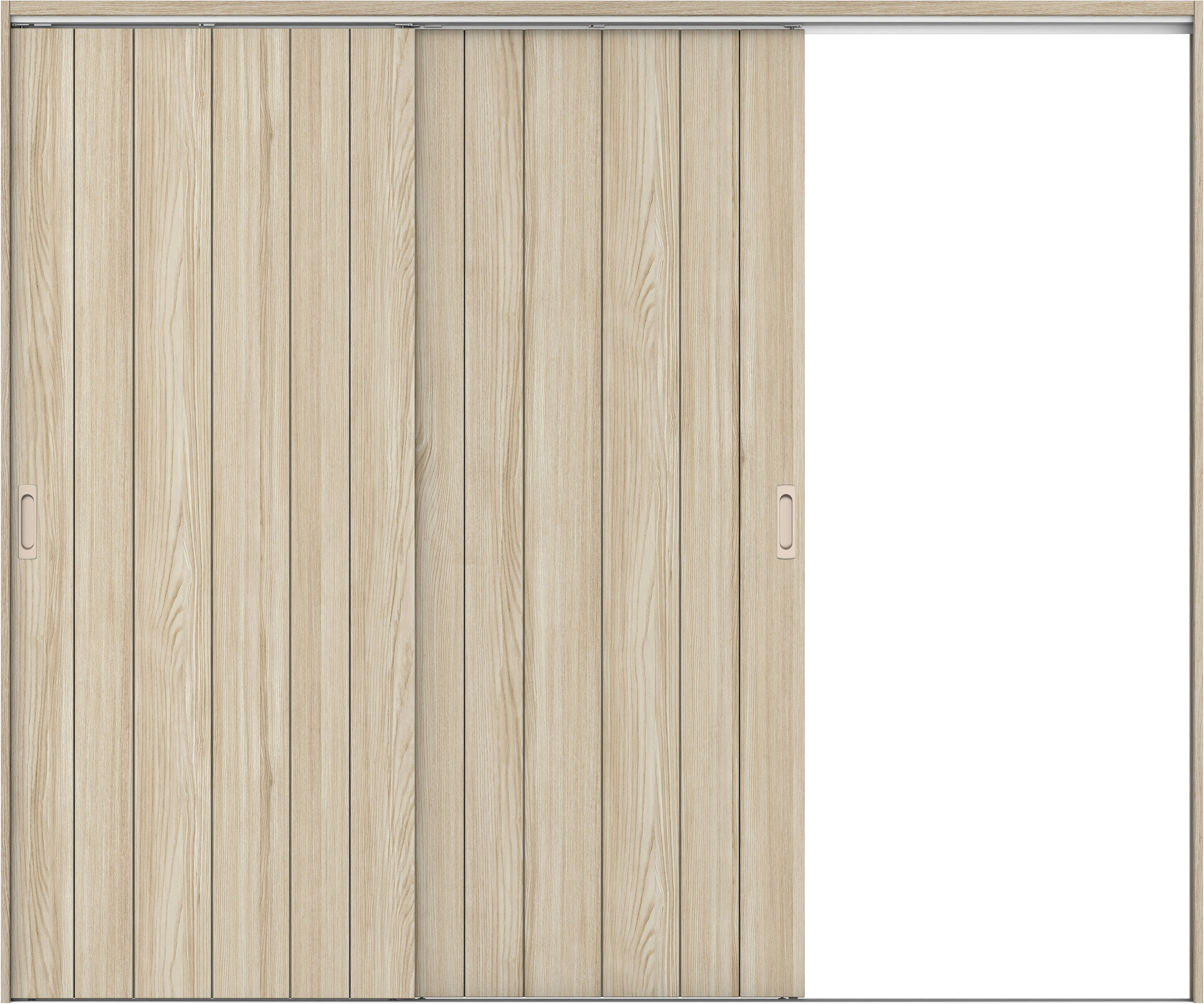 リビングドア　イエリア　吊戸・２枚片引　扉セット　０Ｓデザイン　２４３７幅用　２０００高　〈ソフトグレージュ柄〉　右引用　錠なし　ラクラクローズ付用