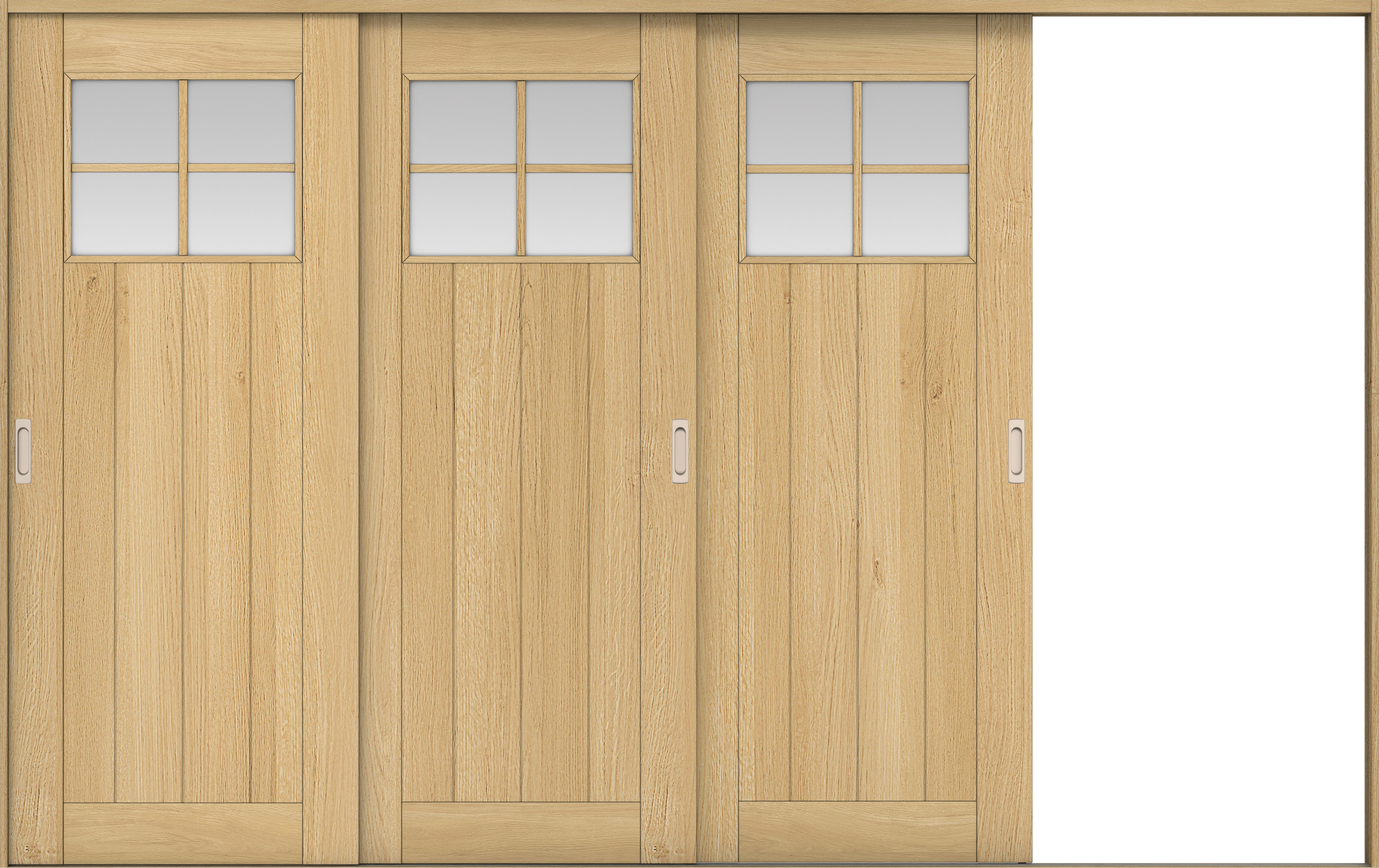 リビングドア　イエリア　引戸・３枚片引　扉セット　１Ｓデザイン　３２２９幅用　２０００高　〈ライトオーカー柄〉　右引用　錠なし　ラクラクローズ付