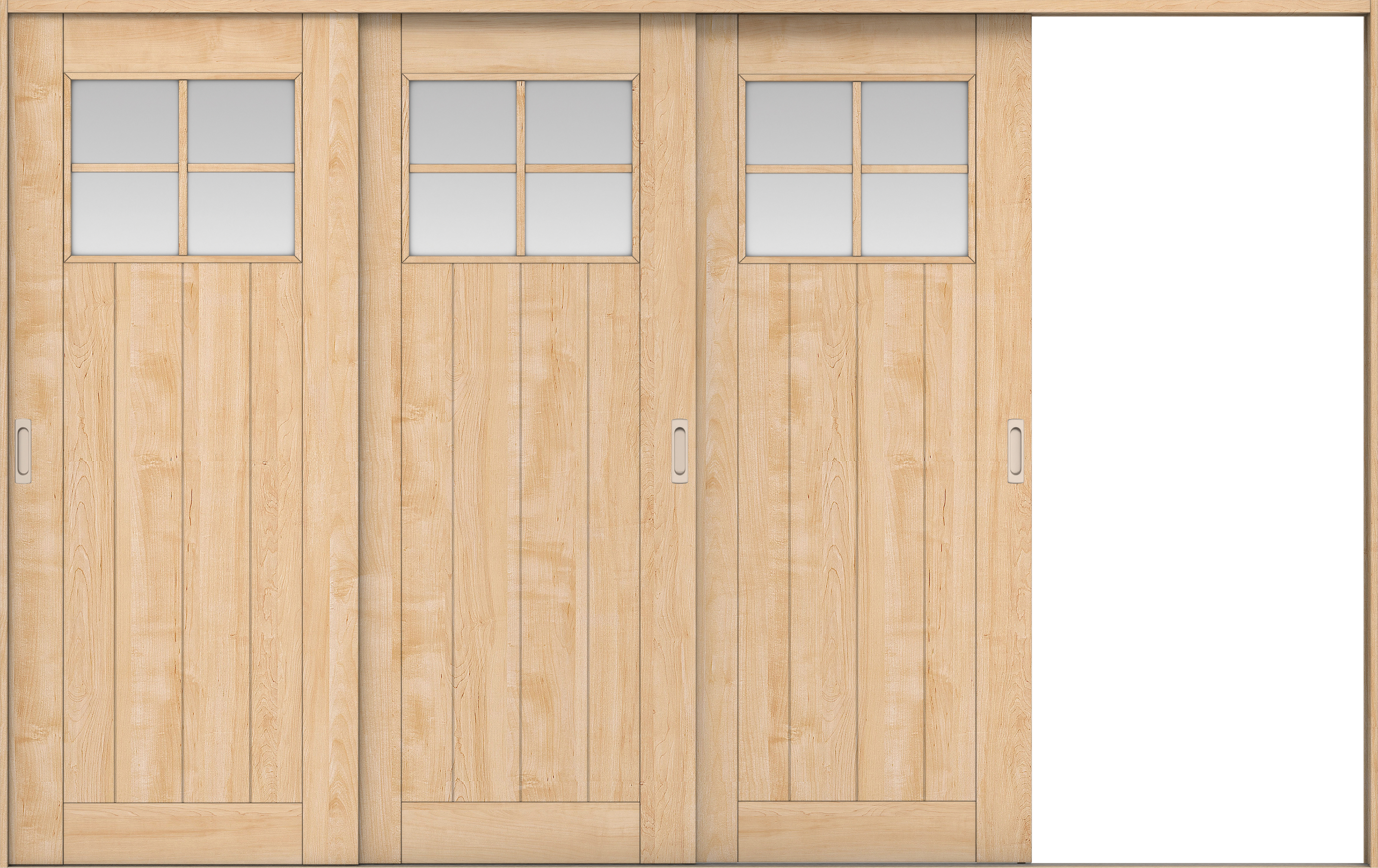 リビングドア　イエリア　引戸・３枚片引　扉セット　１Ｓデザイン　３２２９幅用　２０００高　〈ミルベージュ柄〉　右引用　錠なし　ラクラクローズ付