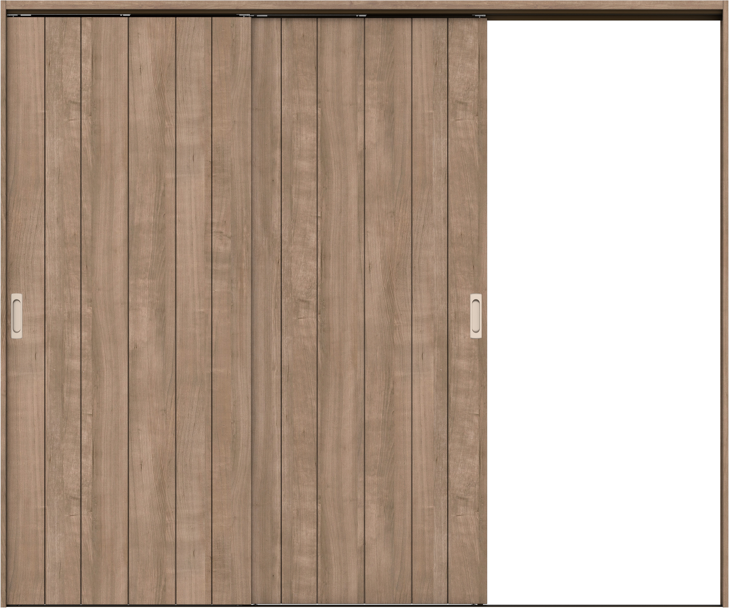 リビングドア　イエリア　吊戸・２枚片引　扉セット　０Ｓデザイン　２４３７幅用　２０００高　〈トープグレー柄〉　右引用　錠なし　ラクラクローズ付用