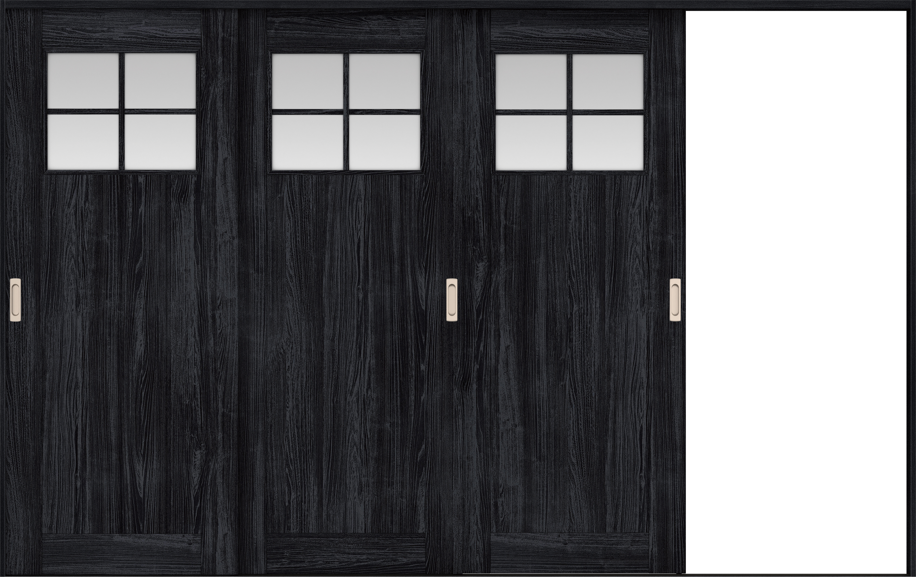 リビングドア　イエリア　引戸・３枚片引　扉セット　１Ｓデザイン　３２２９幅用　２０００高　〈モスブラック柄〉　右引用　錠なし　ラクラクローズ付