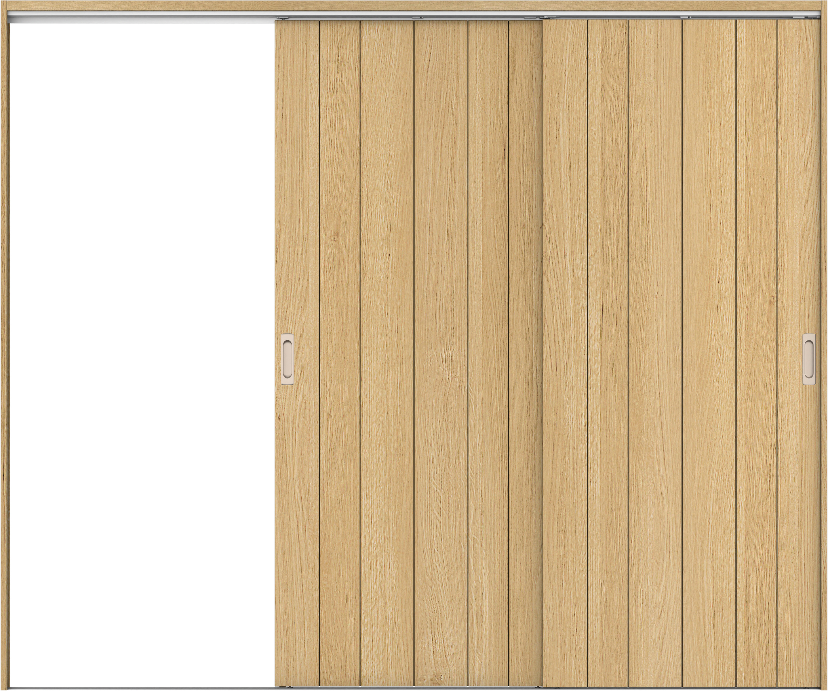 リビングドア　イエリア　吊戸・２枚片引　扉セット　０Ｓデザイン　２４３７幅用　２０００高　〈ライトオーカー柄〉　左引用　錠なし　ラクラクローズ付用