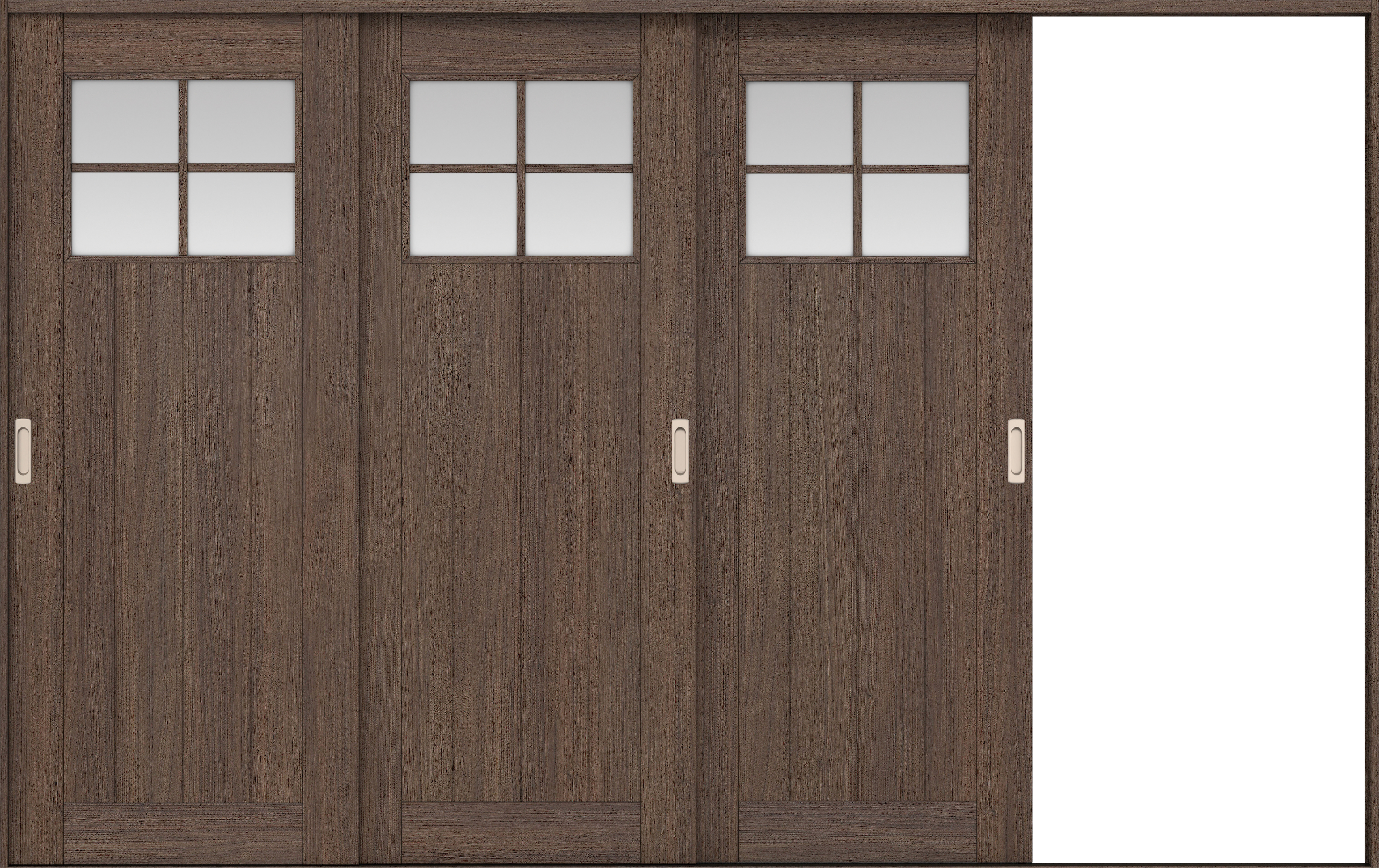 リビングドア　イエリア　引戸・３枚片引　扉セット　１Ｓデザイン　３２２９幅用　２０００高　〈ダルブラウン柄〉　右引用　錠なし　ラクラクローズ付
