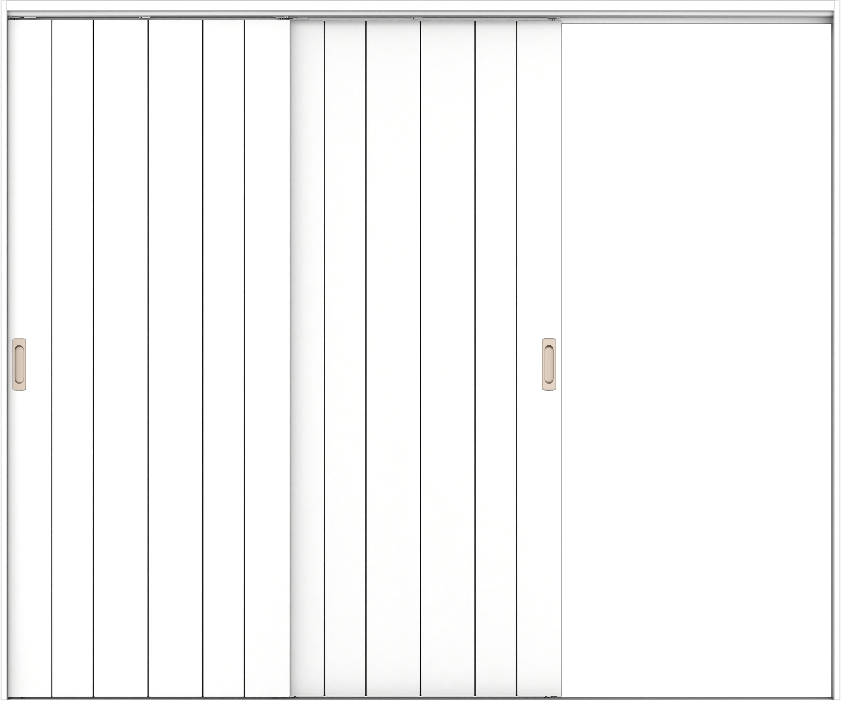 リビングドア　イエリア　吊戸・２枚片引　扉セット　０Ｓデザイン　２４３７幅用　２０００高　〈パウダーホワイト柄〉　右引用　錠なし　ラクラクローズ付用