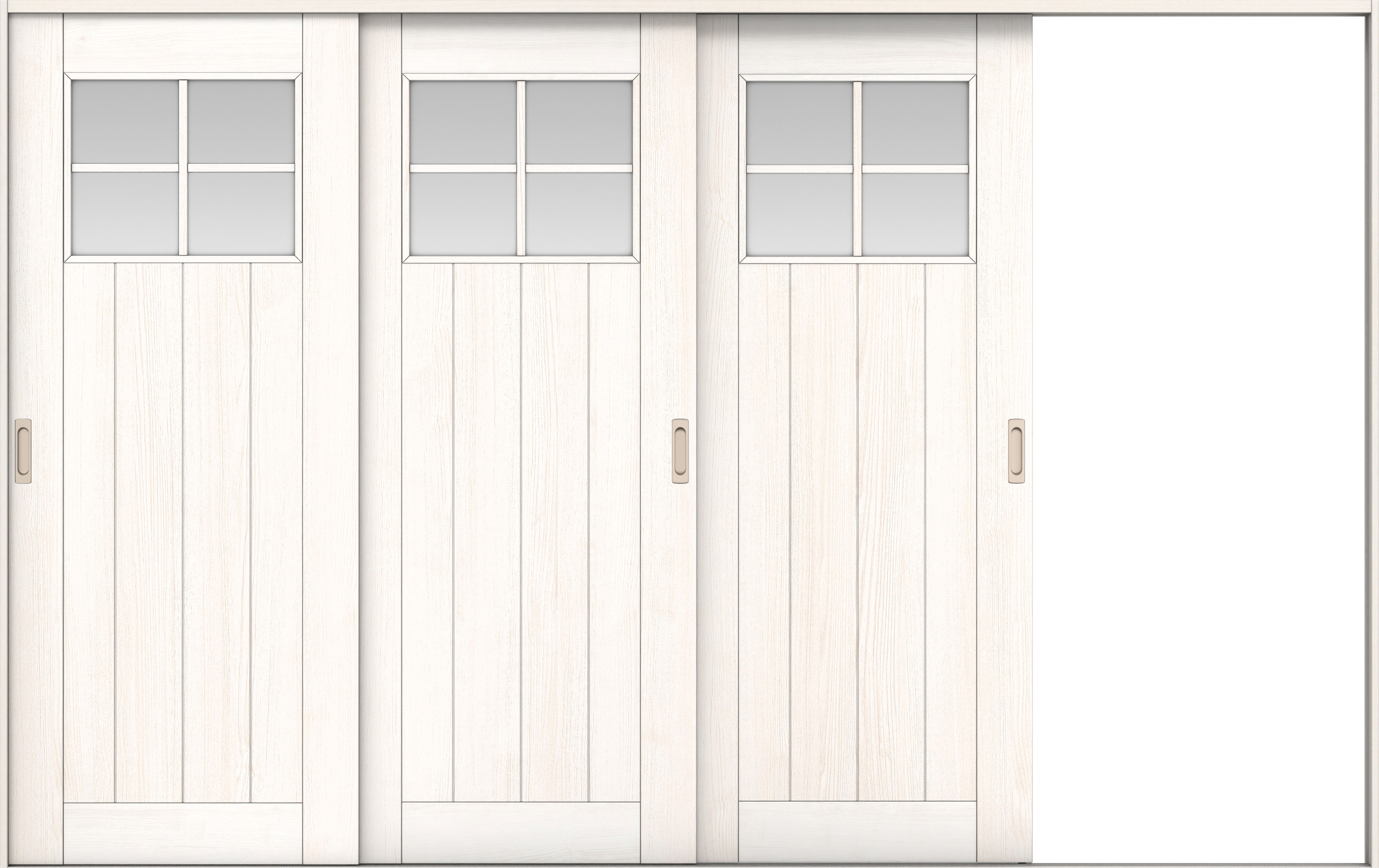 リビングドア　イエリア　引戸・３枚片引　扉セット　１Ｓデザイン　３２２９幅用　２０００高　〈ネオホワイト柄〉　右引用　錠なし　ラクラクローズ付