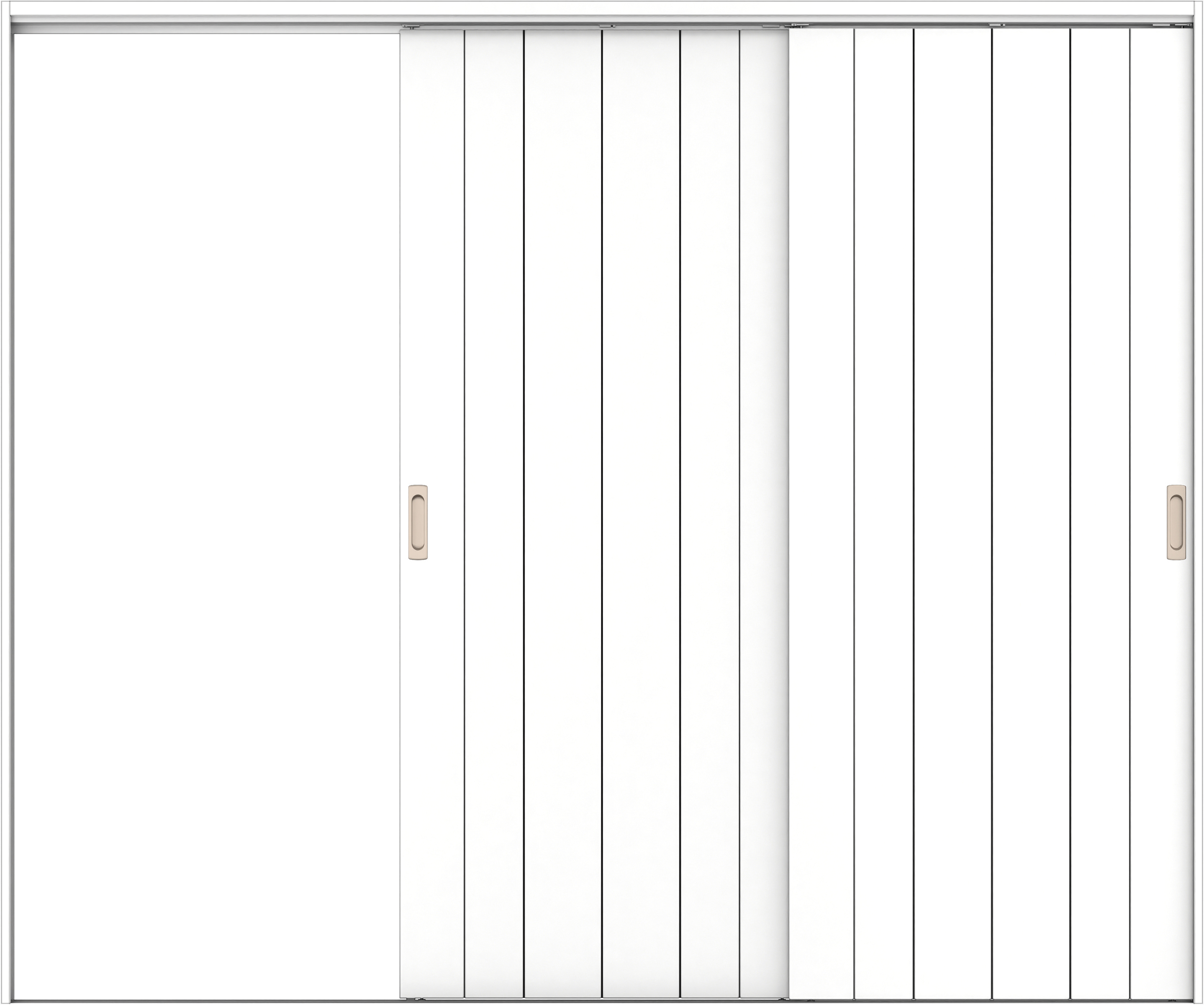 リビングドア　イエリア　吊戸・２枚片引　扉セット　０Ｓデザイン　２４３７幅用　２０００高　〈パウダーホワイト柄〉　左引用　錠なし　ラクラクローズ付用