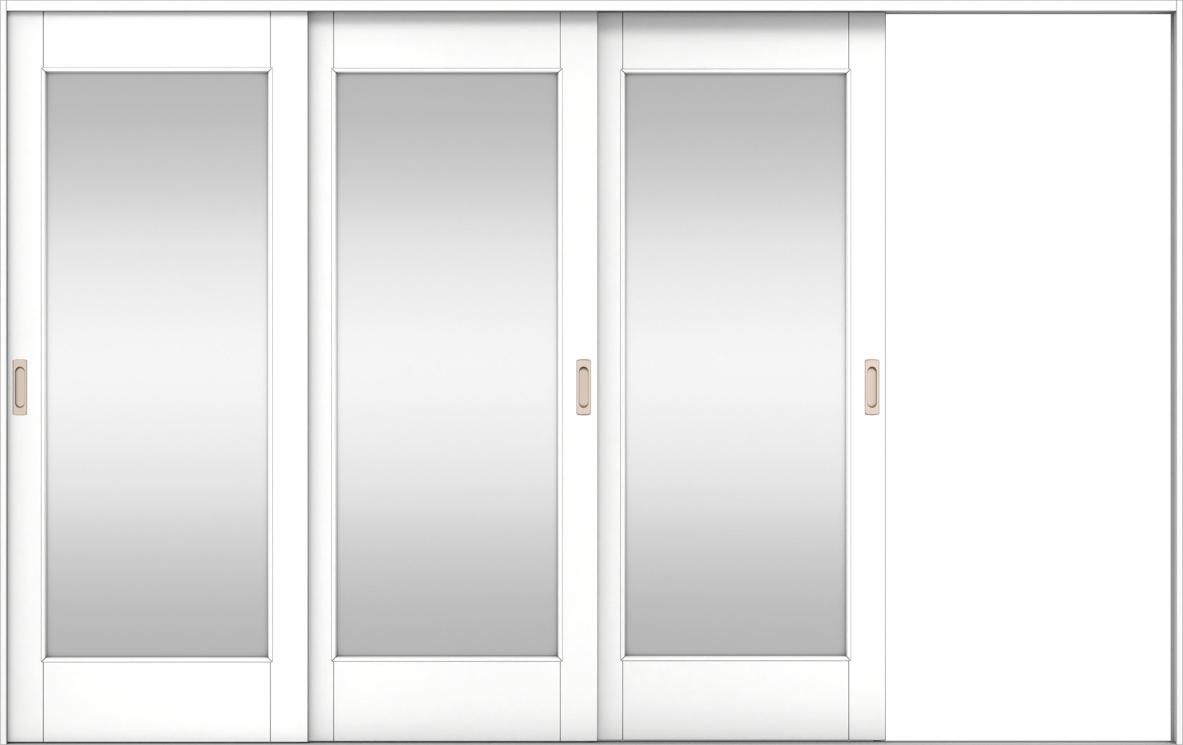 リビングドア　イエリア　引戸・３枚片引　扉セット　２１デザイン　３２２９幅用　２０００高　〈パウダーホワイト柄〉　右引用　錠なし　ラクラクローズ付