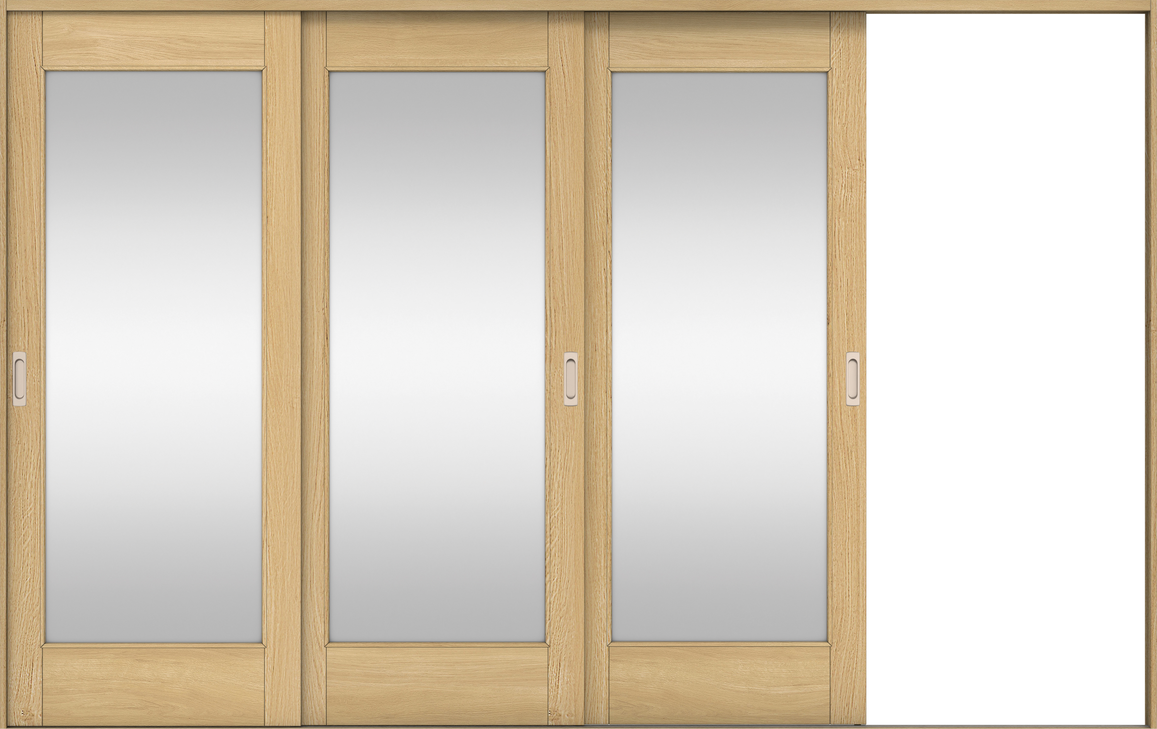 リビングドア　イエリア　引戸・３枚片引　扉セット　２１デザイン　３２２９幅用　２０００高　〈ライトオーカー柄〉　右引用　錠なし　ラクラクローズ付