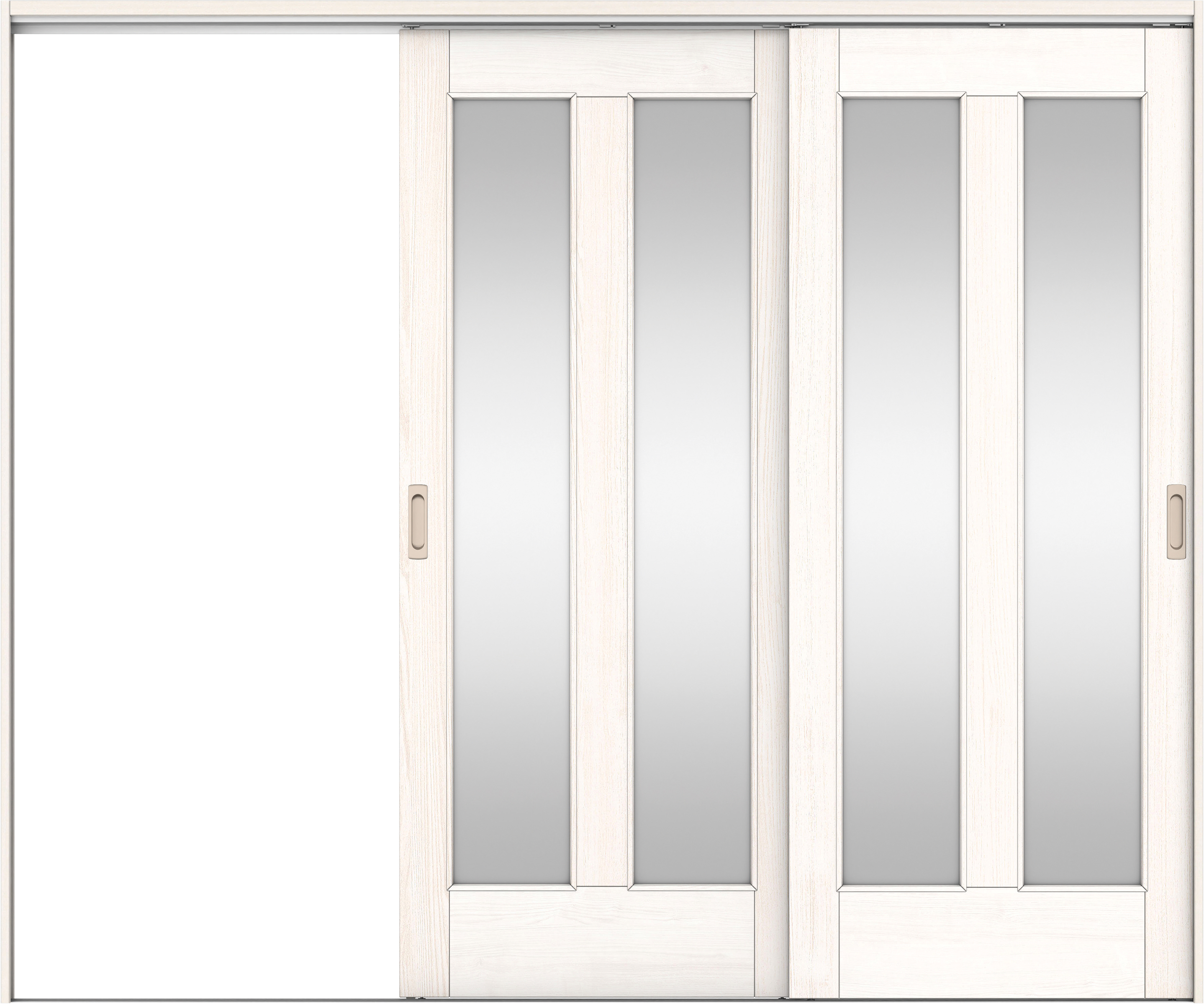 リビングドア　イエリア　吊戸・２枚片引　扉セット　０６デザイン　２４３７幅用　２０００高　〈ネオホワイト柄〉　左引用　錠なし　ラクラクローズ付用