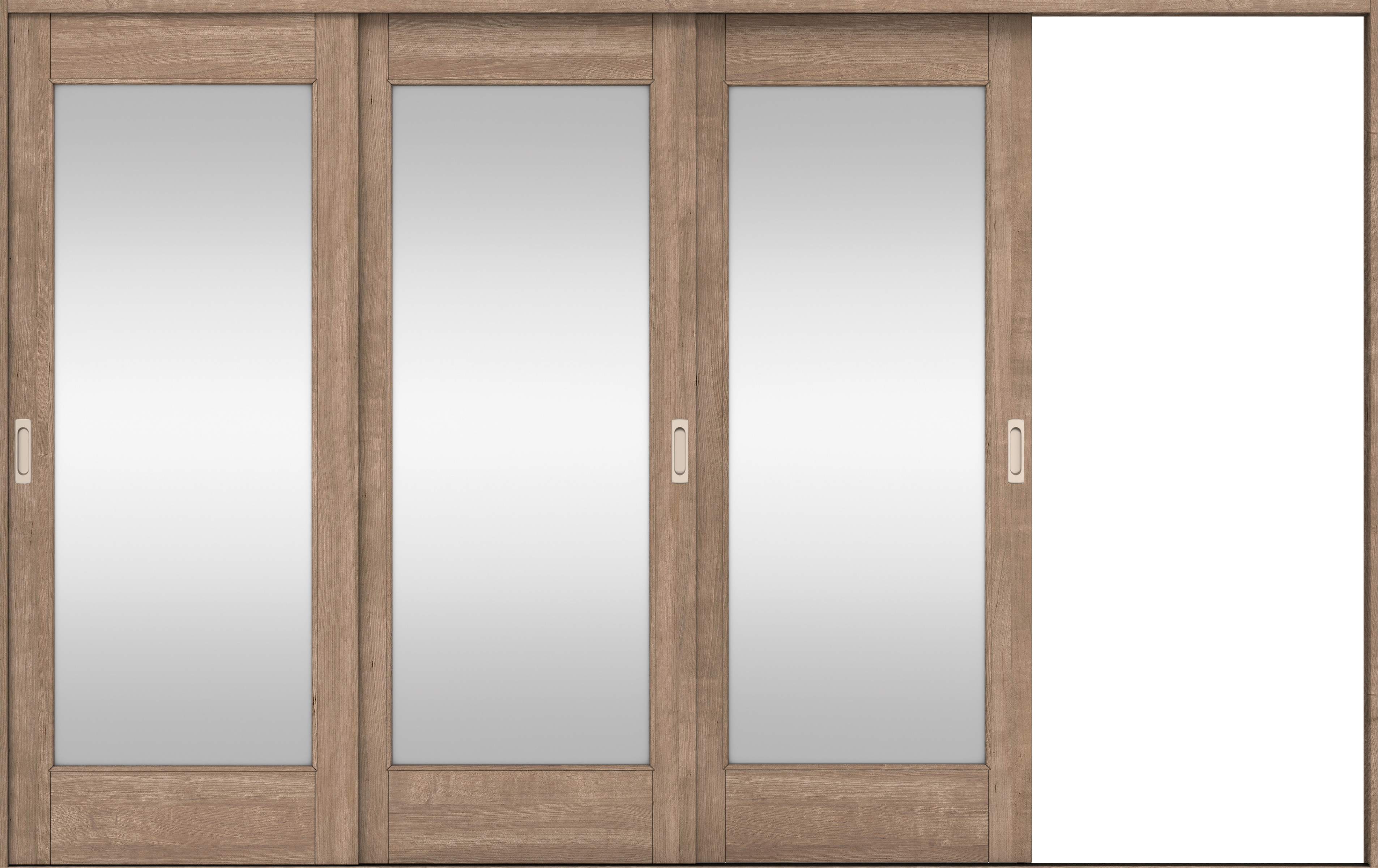 リビングドア　イエリア　引戸・３枚片引　扉セット　２１デザイン　３２２９幅用　２０００高　〈トープグレー柄〉　右引用　錠なし　ラクラクローズ付