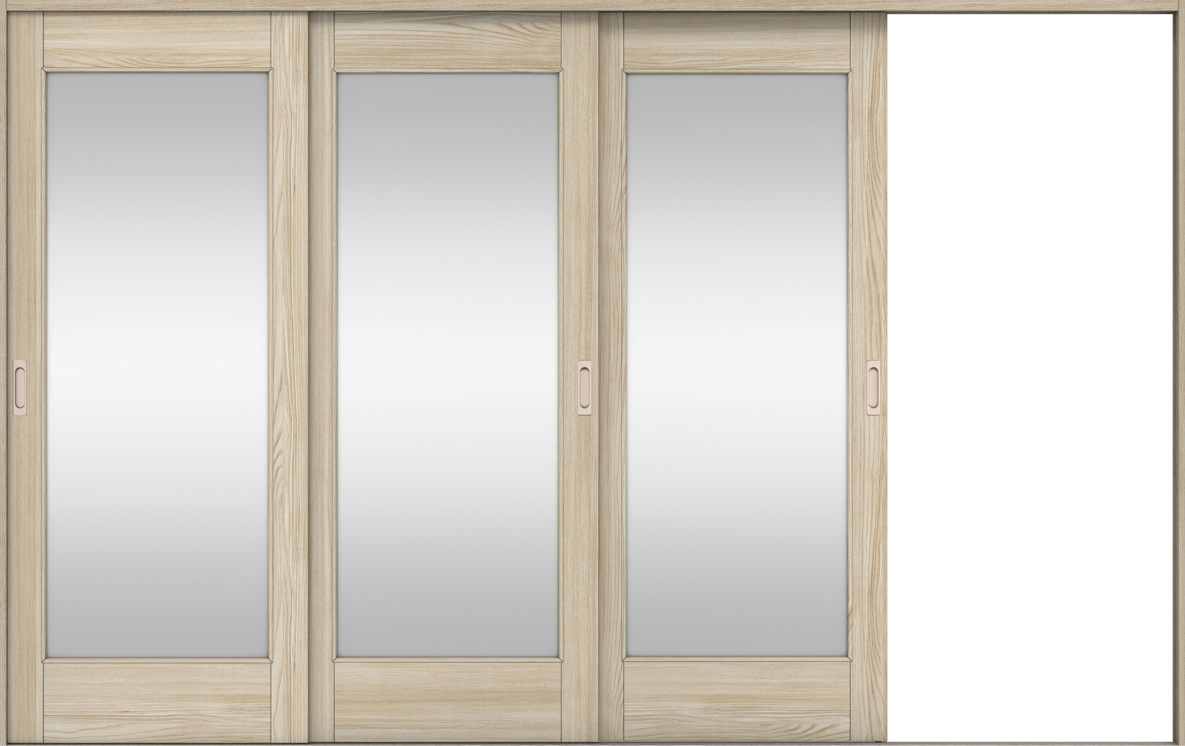 リビングドア　イエリア　引戸・３枚片引　扉セット　２１デザイン　３２２９幅用　２０００高　〈ソフトグレージュ柄〉　右引用　錠なし　ラクラクローズ付