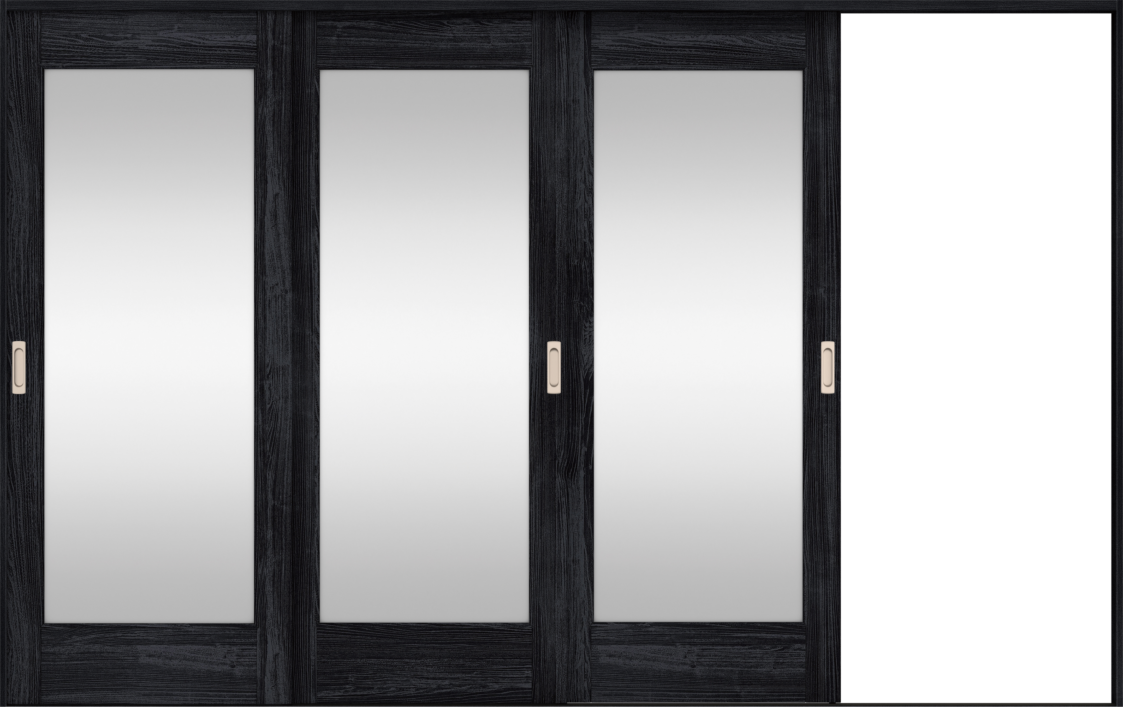 リビングドア　イエリア　引戸・３枚片引　扉セット　２１デザイン　３２２９幅用　２０００高　〈モスブラック柄〉　右引用　錠なし　ラクラクローズ付