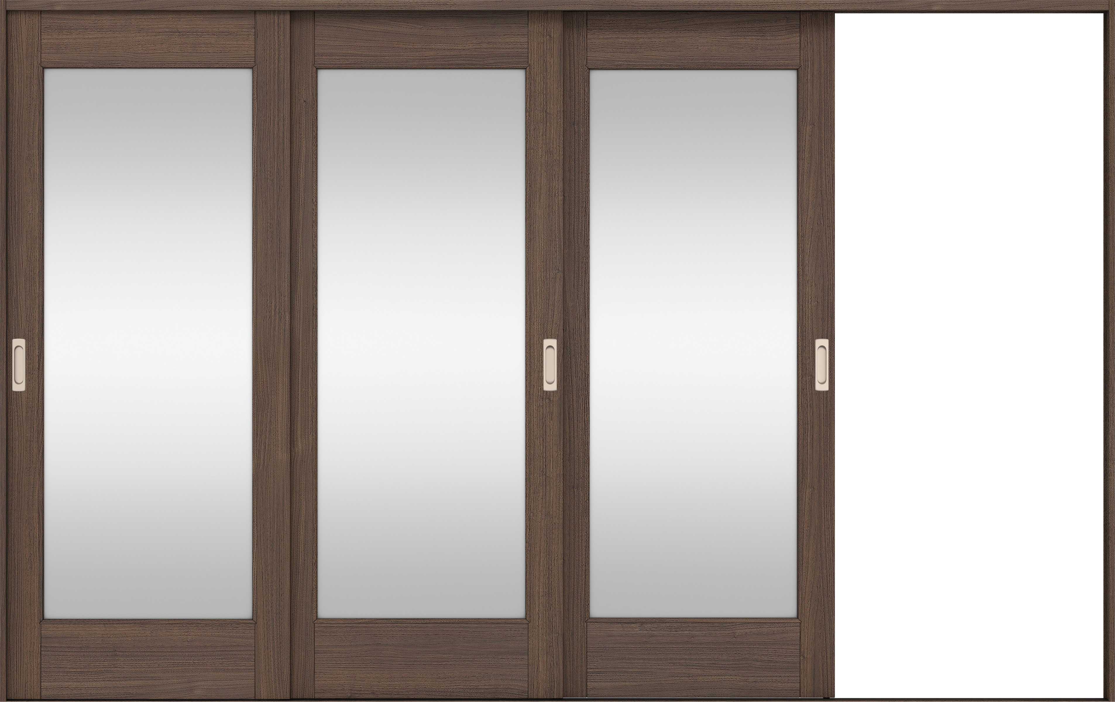 リビングドア　イエリア　引戸・３枚片引　扉セット　２１デザイン　３２２９幅用　２０００高　〈ダルブラウン柄〉　右引用　錠なし　ラクラクローズ付