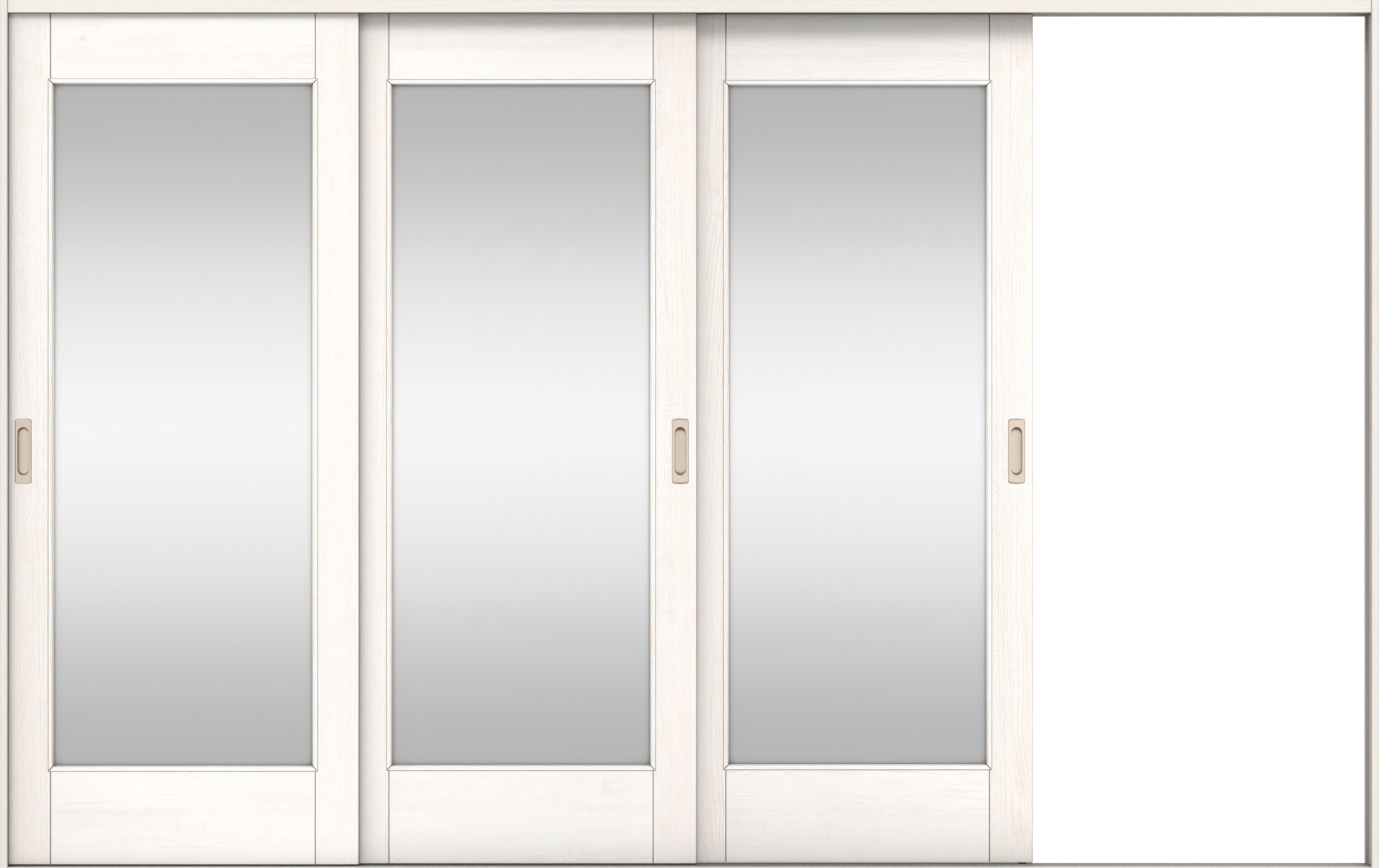 リビングドア　イエリア　引戸・３枚片引　扉セット　２１デザイン　３２２９幅用　２０００高　〈ネオホワイト柄〉　右引用　錠なし　ラクラクローズ付