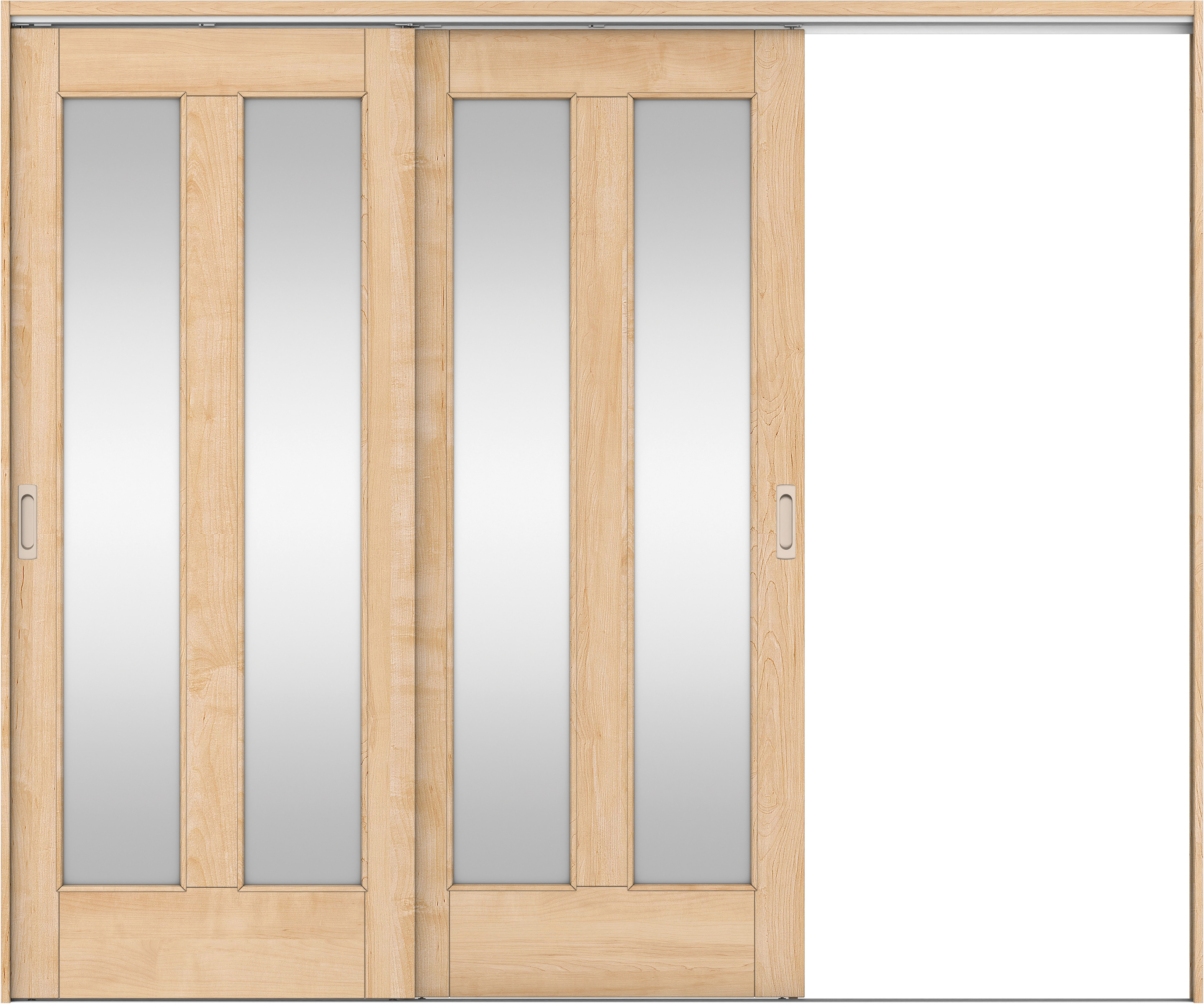 リビングドア　イエリア　吊戸・２枚片引　扉セット　０６デザイン　２４３７幅用　２０００高　〈ミルベージュ柄〉　右引用　錠なし　ラクラクローズ付用