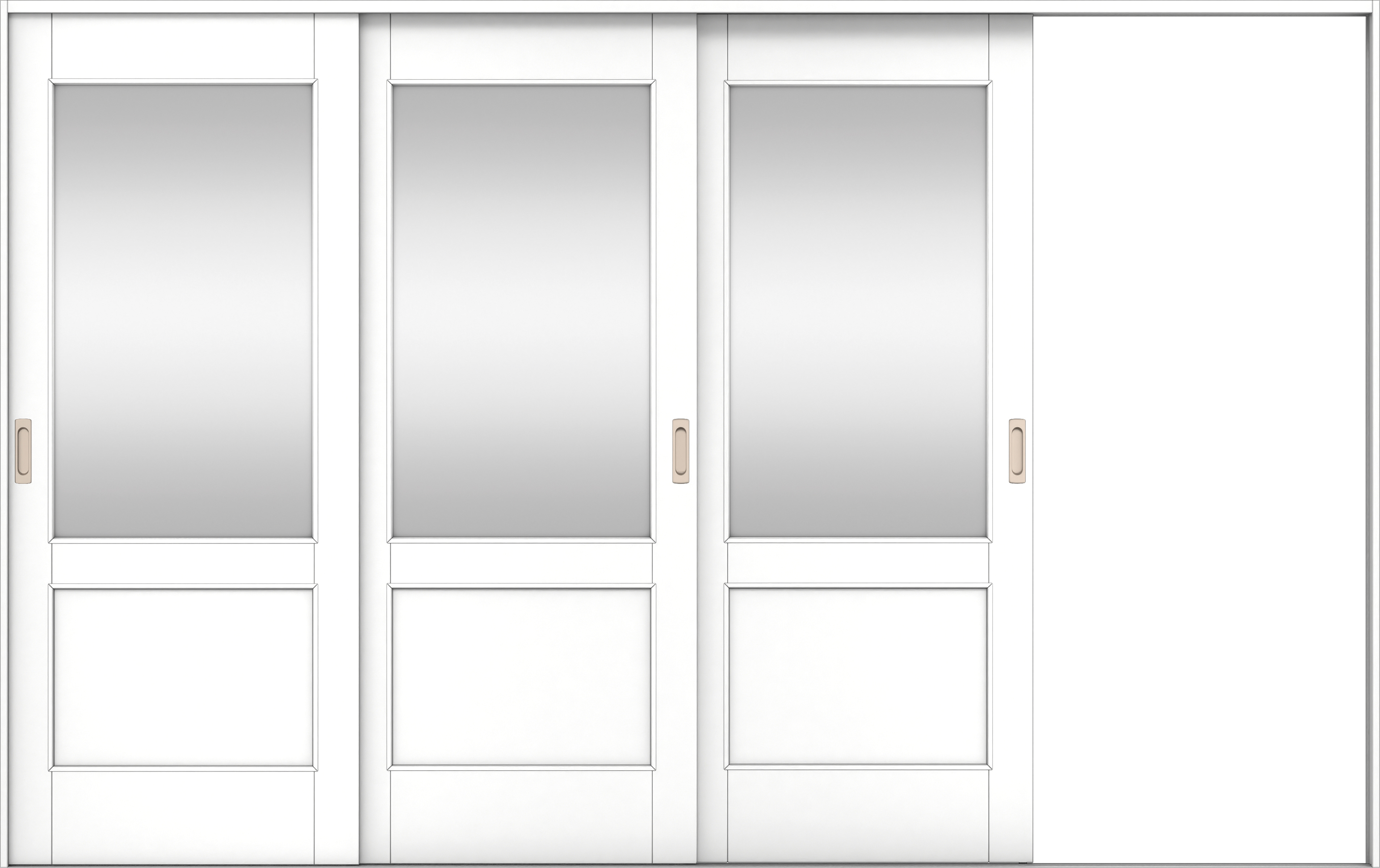 リビングドア　イエリア　引戸・３枚片引　扉セット　２６デザイン　３２２９幅用　２０００高　〈パウダーホワイト柄〉　右引用　錠なし　ラクラクローズ付