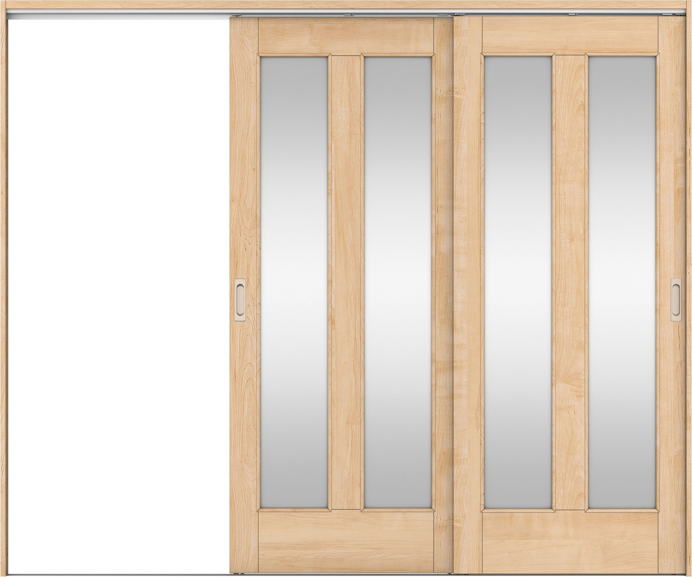 リビングドア　イエリア　吊戸・２枚片引　扉セット　０６デザイン　２４３７幅用　２０００高　〈ミルベージュ柄〉　左引用　錠なし　ラクラクローズ付用