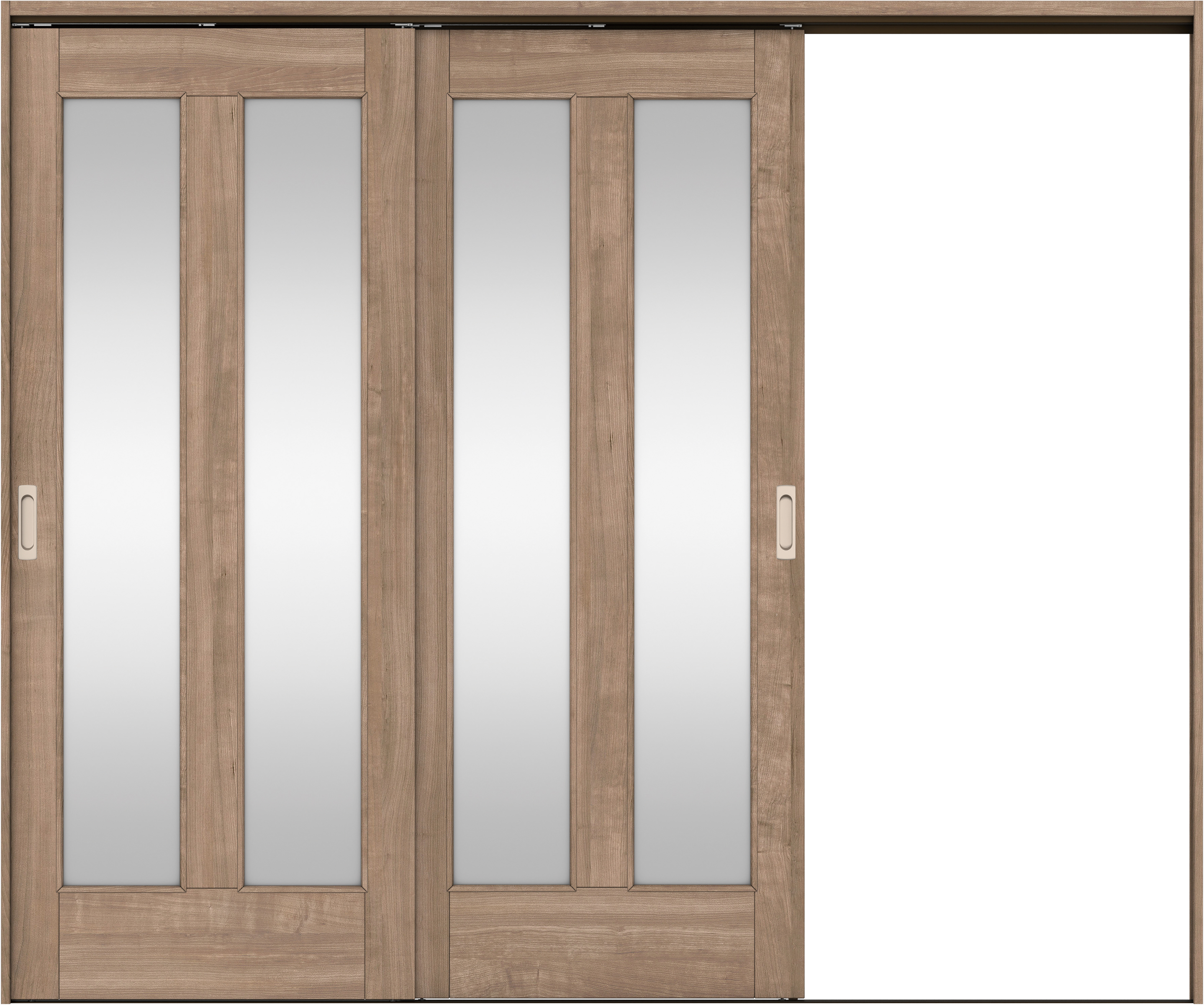 リビングドア　イエリア　吊戸・２枚片引　扉セット　０６デザイン　２４３７幅用　２０００高　〈トープグレー柄〉　右引用　錠なし　ラクラクローズ付用