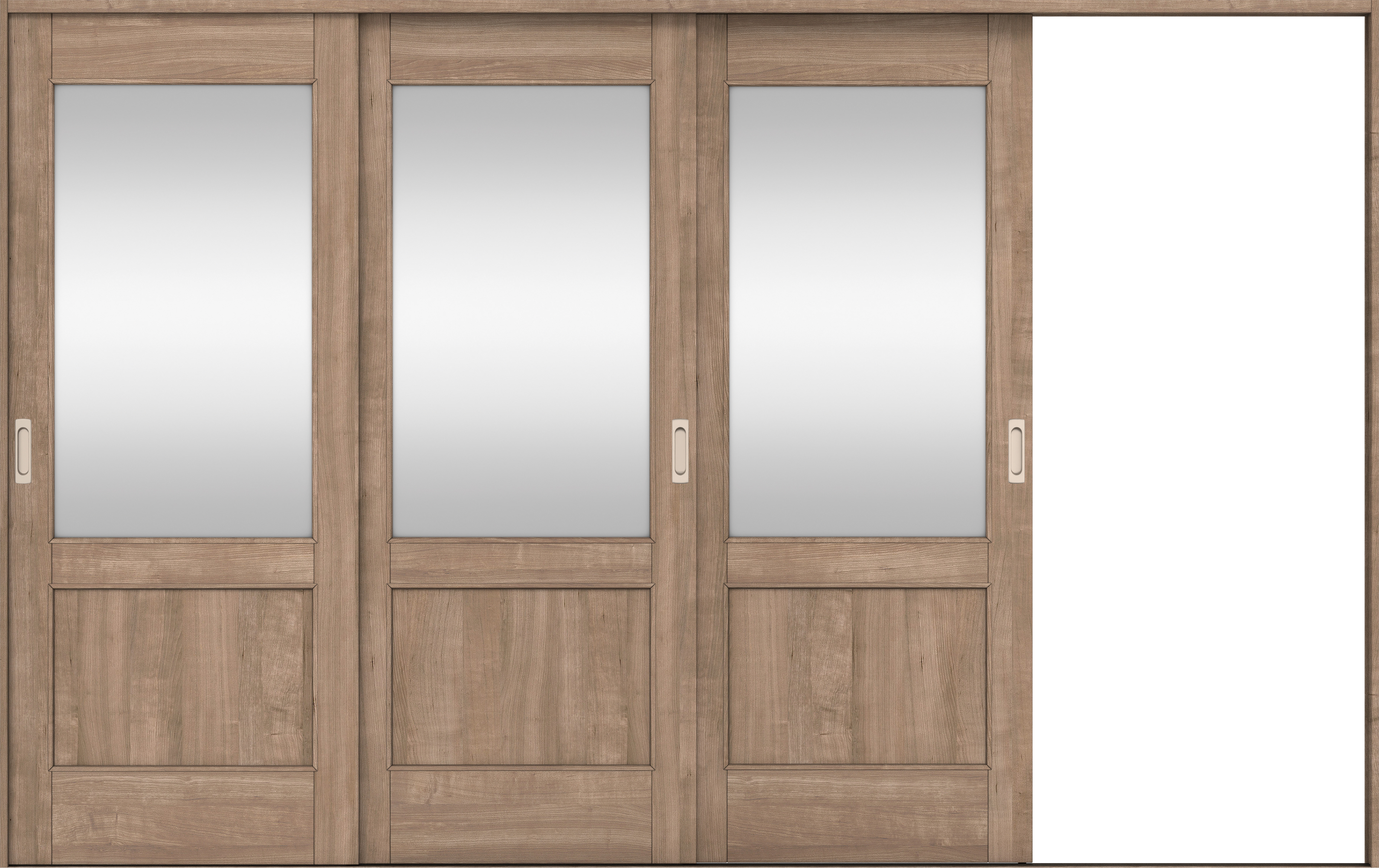 リビングドア　イエリア　引戸・３枚片引　扉セット　２６デザイン　３２２９幅用　２０００高　〈トープグレー柄〉　右引用　錠なし　ラクラクローズ付