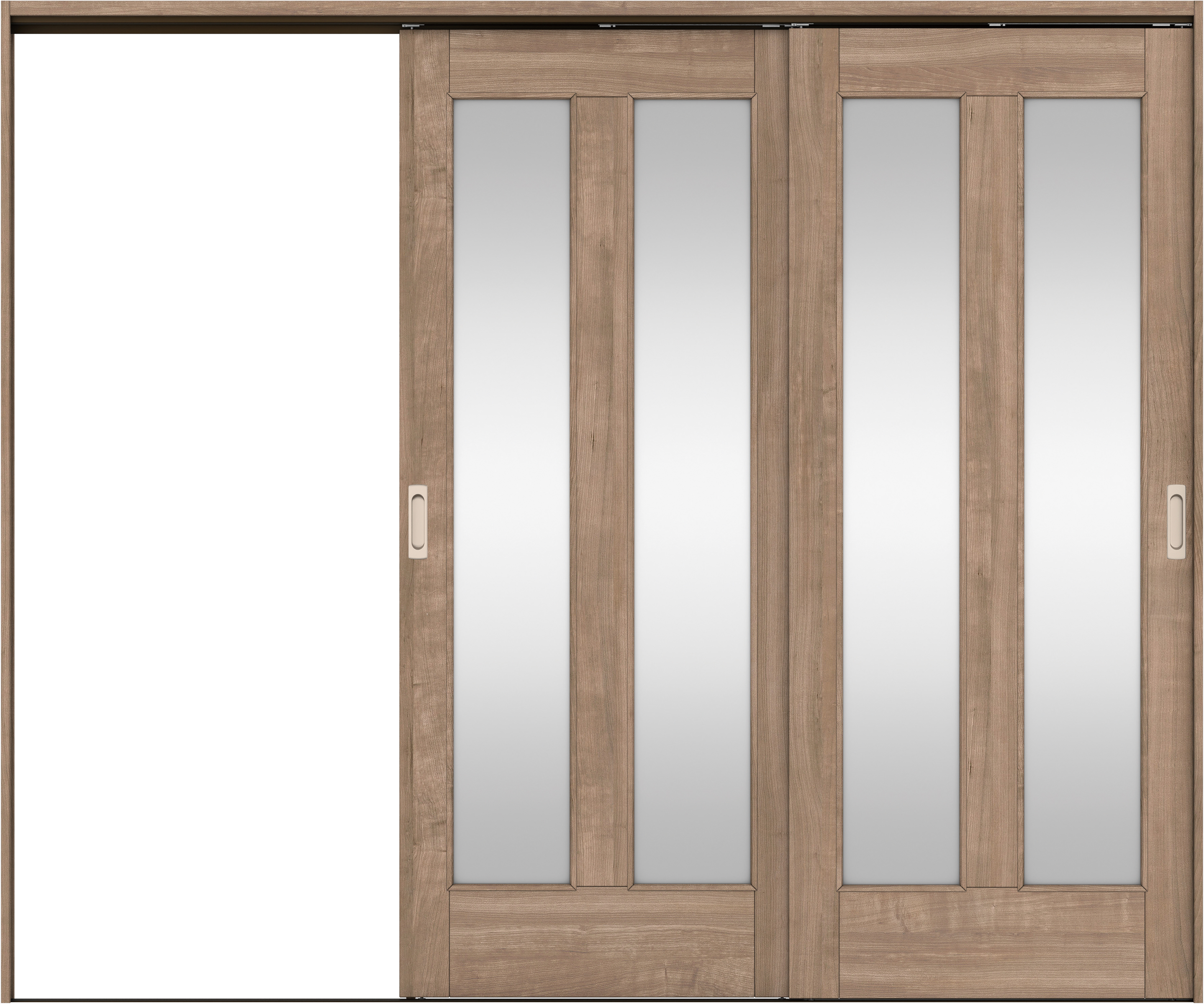 リビングドア　イエリア　吊戸・２枚片引　扉セット　０６デザイン　２４３７幅用　２０００高　〈トープグレー柄〉　左引用　錠なし　ラクラクローズ付用