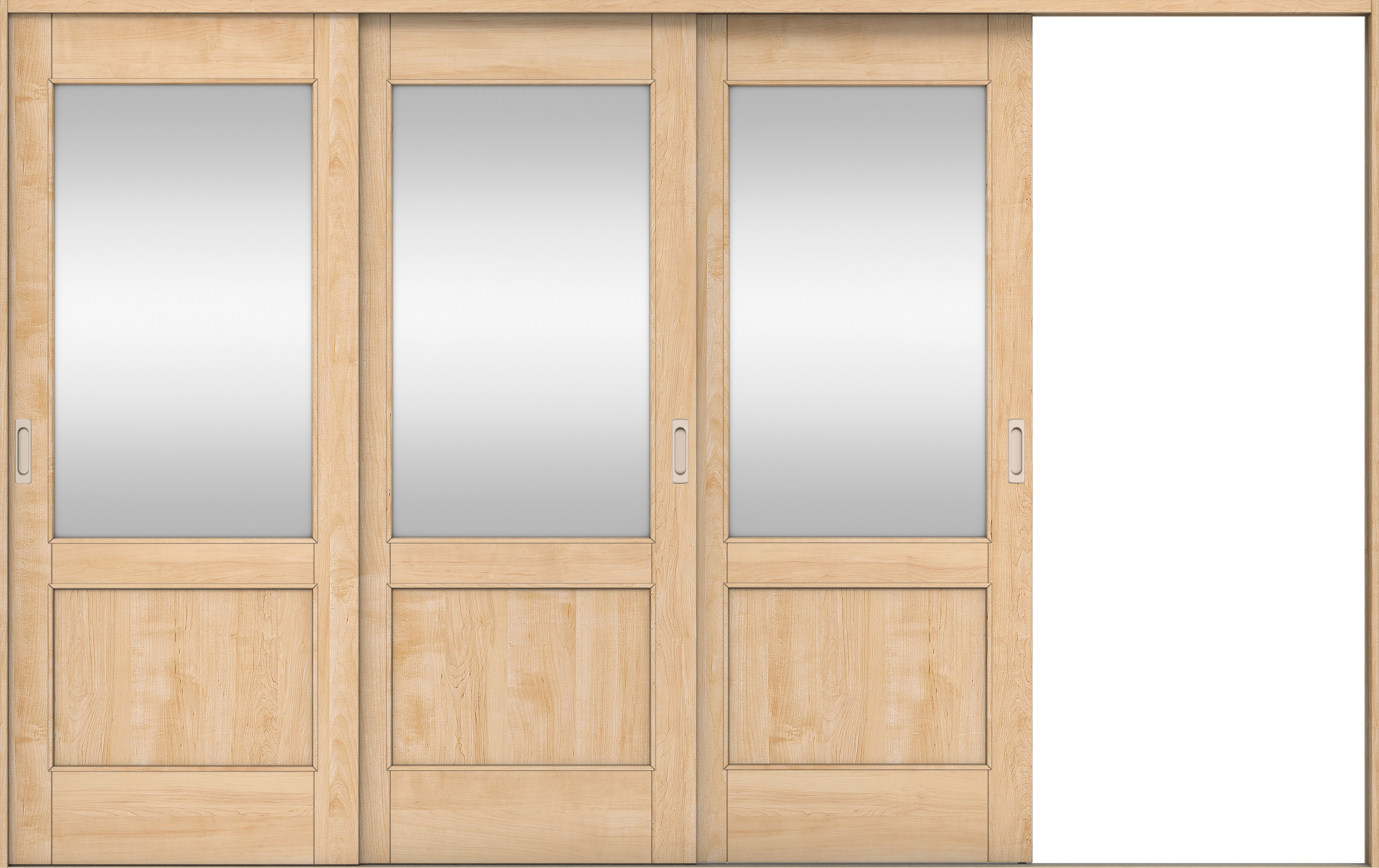 リビングドア　イエリア　引戸・３枚片引　扉セット　２６デザイン　３２２９幅用　２０００高　〈ミルベージュ柄〉　右引用　錠なし　ラクラクローズ付