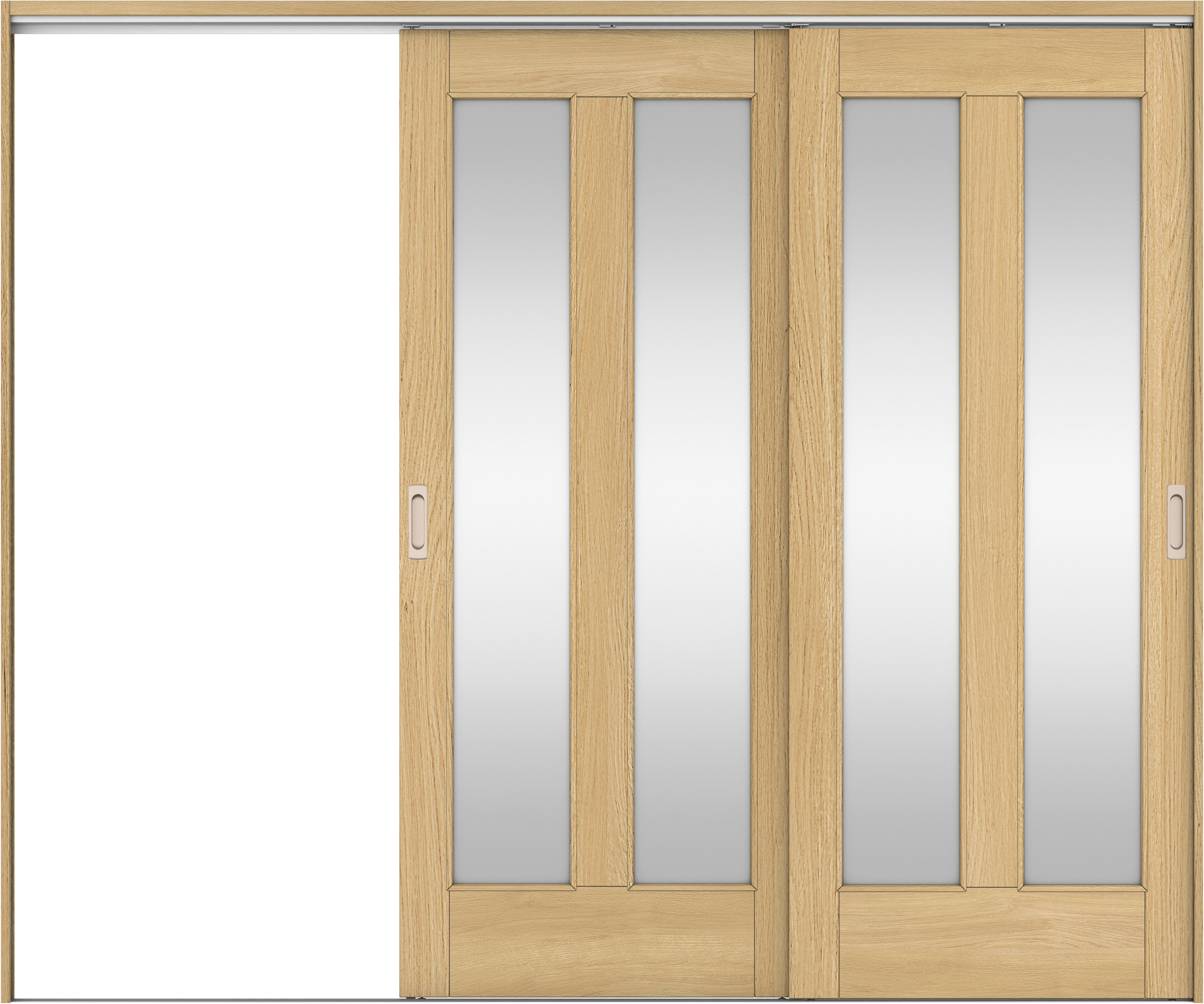 リビングドア　イエリア　吊戸・２枚片引　扉セット　０６デザイン　２４３７幅用　２０００高　〈ライトオーカー柄〉　左引用　錠なし　ラクラクローズ付用